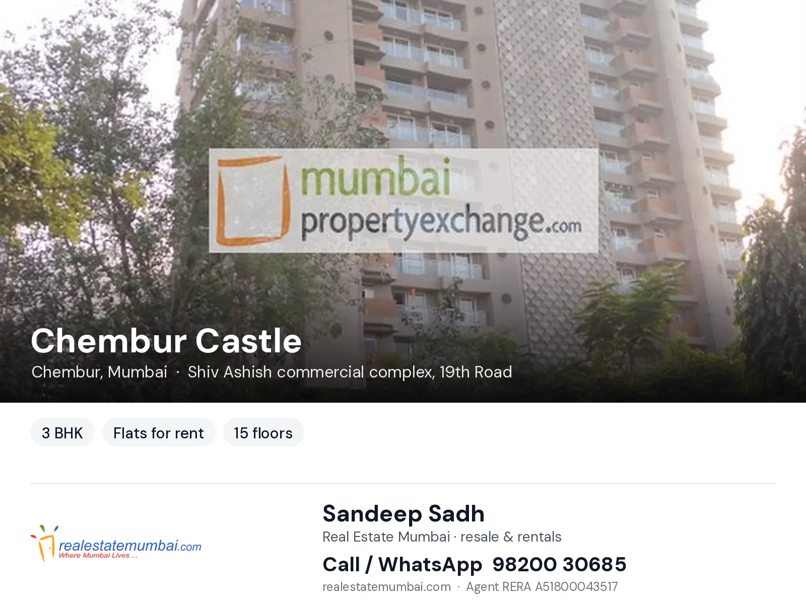 Chembur Castle, Chembur, Mumbai — 3 BHK flats for rent | Real Estate Mumbai, Sandeep Sadh 98200 30685