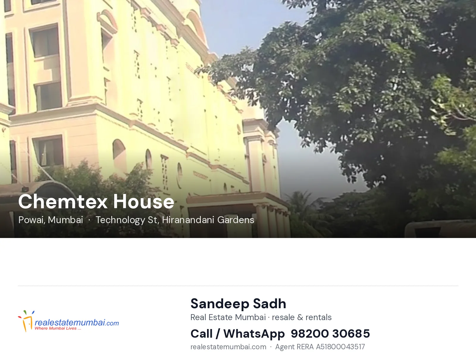 Chemtex House, Powai, Mumbai — flats | Real Estate Mumbai, Sandeep Sadh 98200 30685