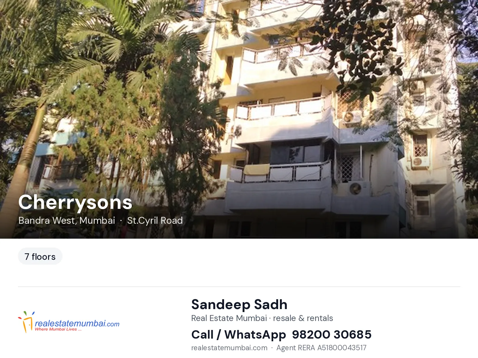 Cherrysons, Bandra West, Mumbai — flats | Real Estate Mumbai, Sandeep Sadh 98200 30685