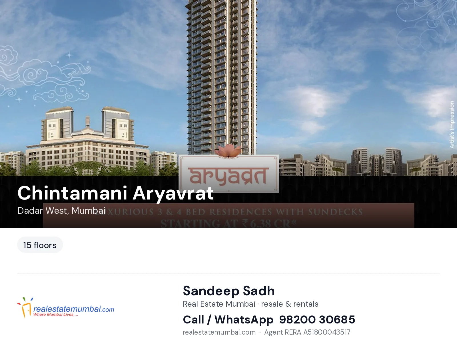 Chintamani Aryavrat, Dadar West, Mumbai — flats | Real Estate Mumbai, Sandeep Sadh 98200 30685