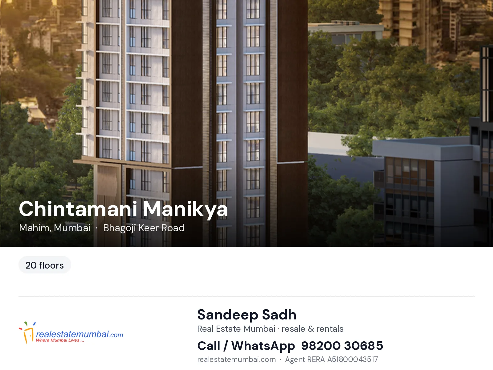Chintamani Manikya, Mahim, Mumbai — flats | Real Estate Mumbai, Sandeep Sadh 98200 30685
