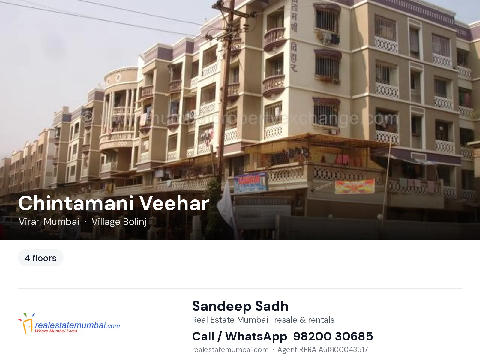 Chintamani Veehar, Virar, Mumbai — flats | Real Estate Mumbai, Sandeep Sadh 98200 30685