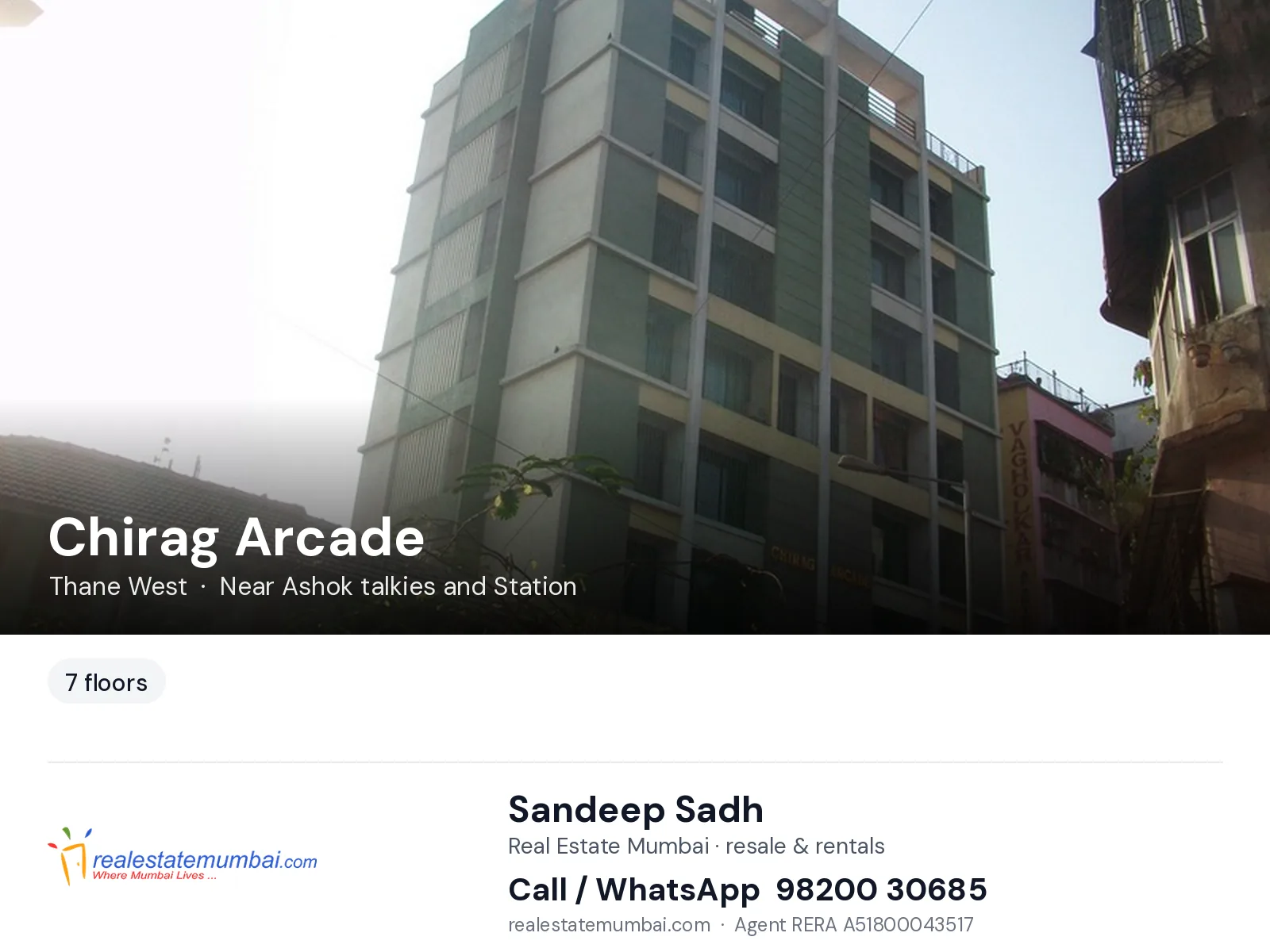 Chirag Arcade, Thane West — flats | Real Estate Mumbai, Sandeep Sadh 98200 30685