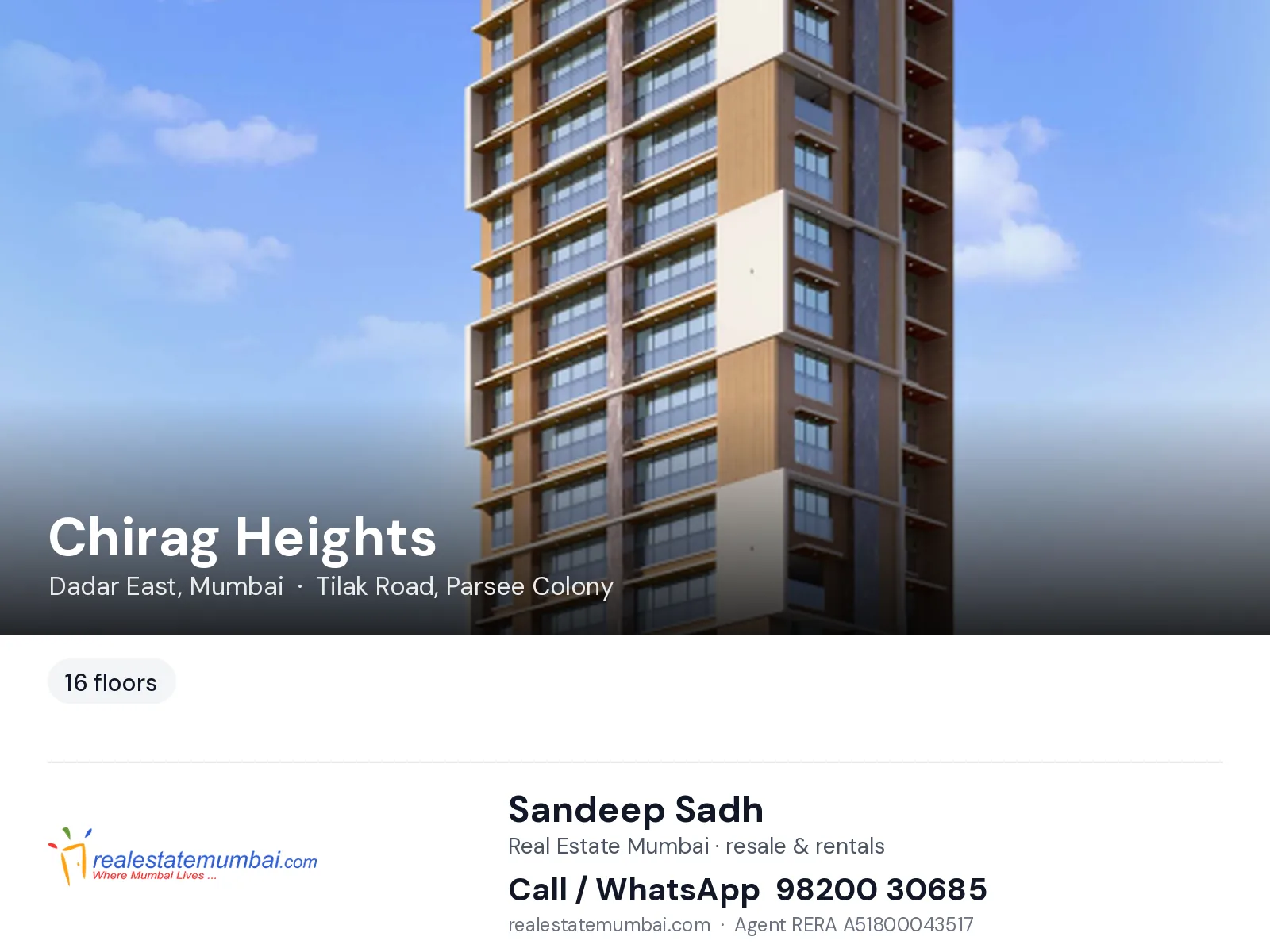 Chirag Heights, Dadar East, Mumbai — flats | Real Estate Mumbai, Sandeep Sadh 98200 30685