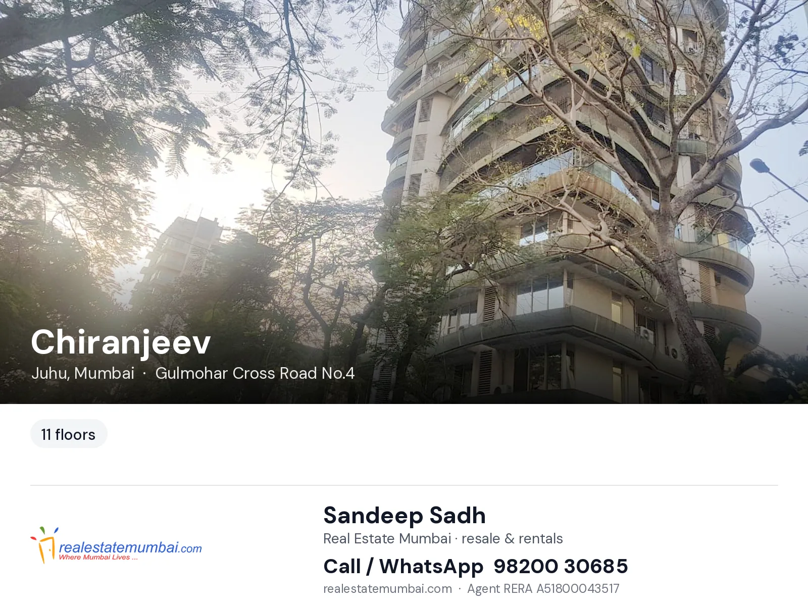 Chiranjeev, Juhu, Mumbai — flats | Real Estate Mumbai, Sandeep Sadh 98200 30685