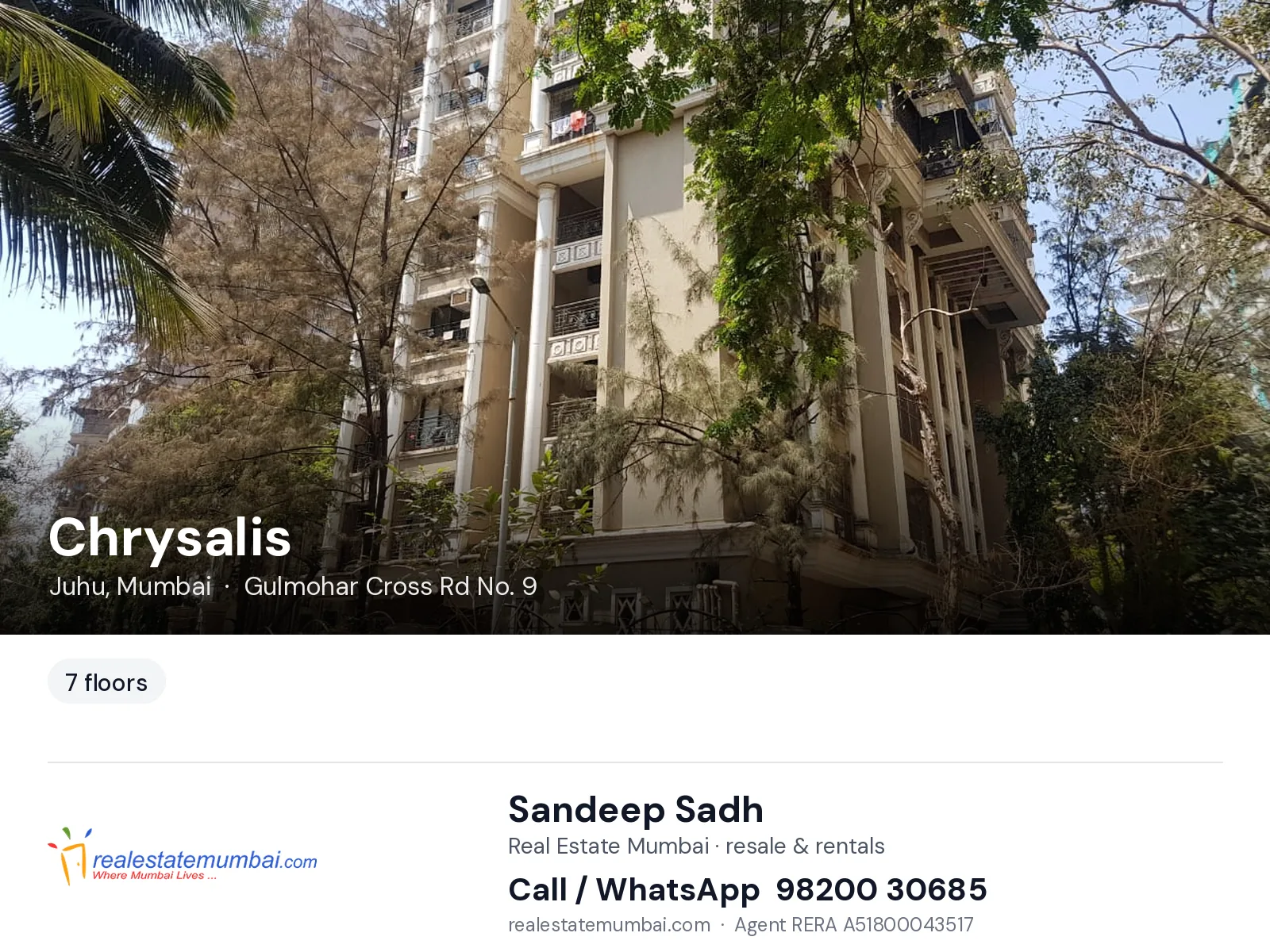 Chrysalis, Juhu, Mumbai — flats | Real Estate Mumbai, Sandeep Sadh 98200 30685