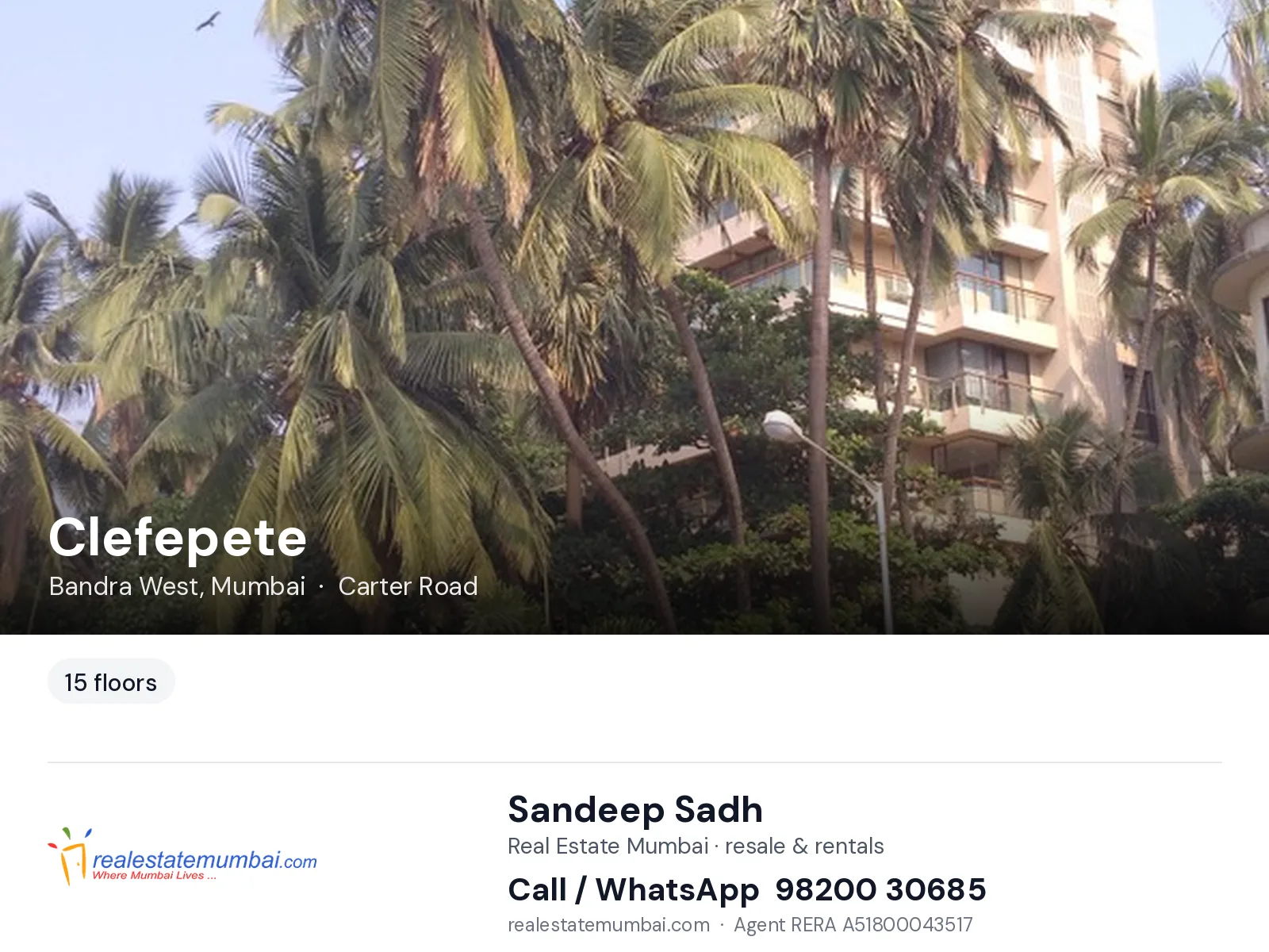 Clefepete, Bandra West, Mumbai — flats | Real Estate Mumbai, Sandeep Sadh 98200 30685