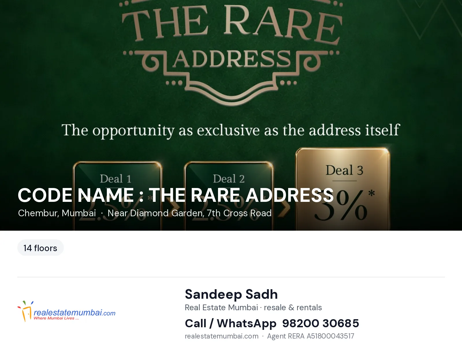 CODE NAME : THE RARE ADDRESS, Chembur, Mumbai — flats | Real Estate Mumbai, Sandeep Sadh 98200 30685
