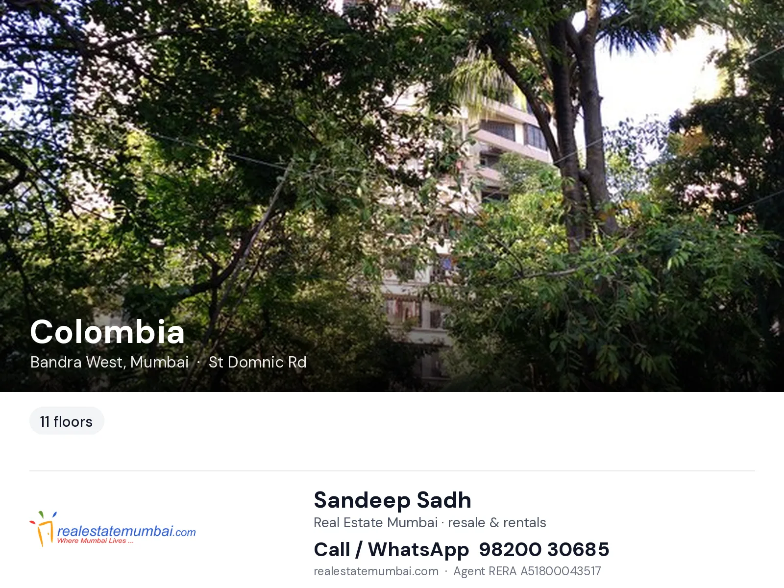 Colombia, Bandra West, Mumbai — flats | Real Estate Mumbai, Sandeep Sadh 98200 30685