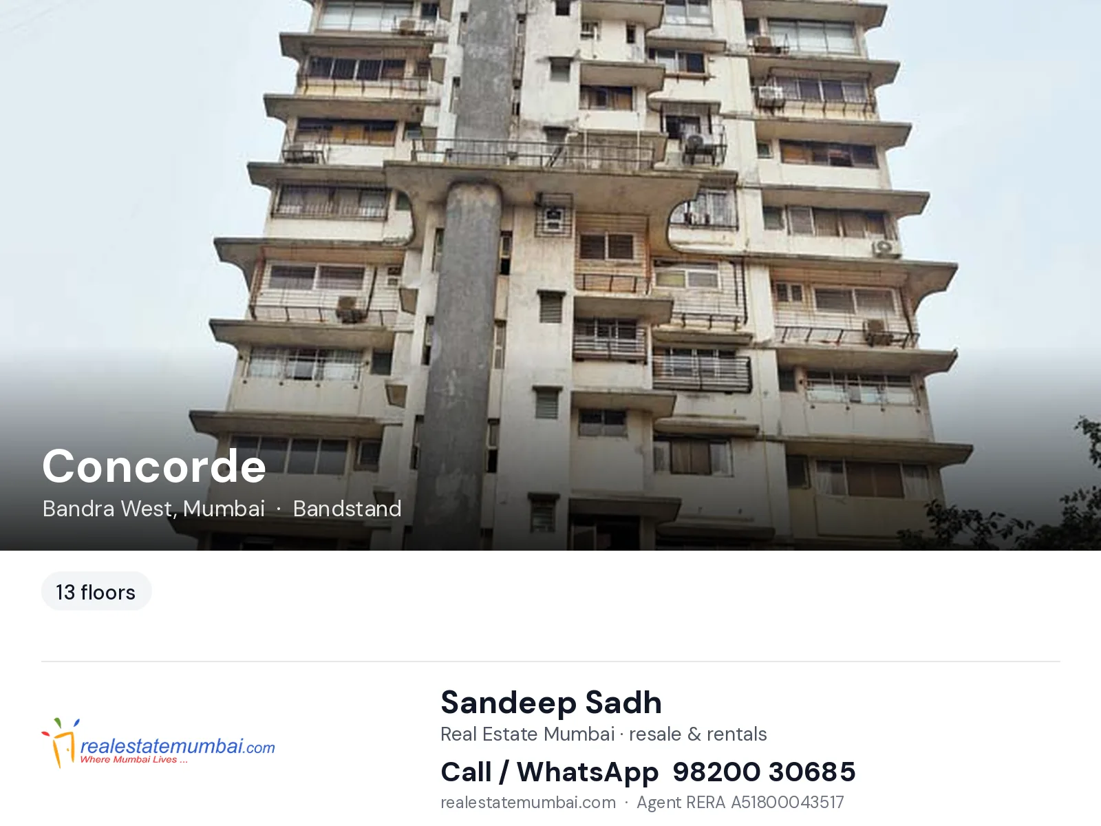 Concorde, Bandra West, Mumbai — flats | Real Estate Mumbai, Sandeep Sadh 98200 30685