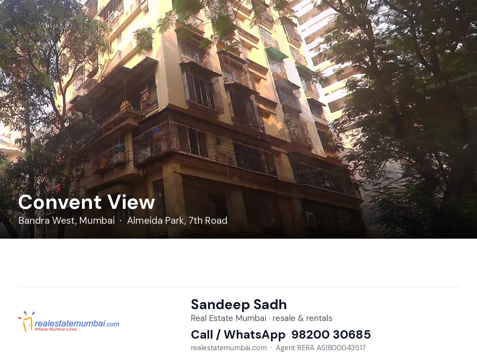 Convent View, Bandra West, Mumbai — flats | Real Estate Mumbai, Sandeep Sadh 98200 30685