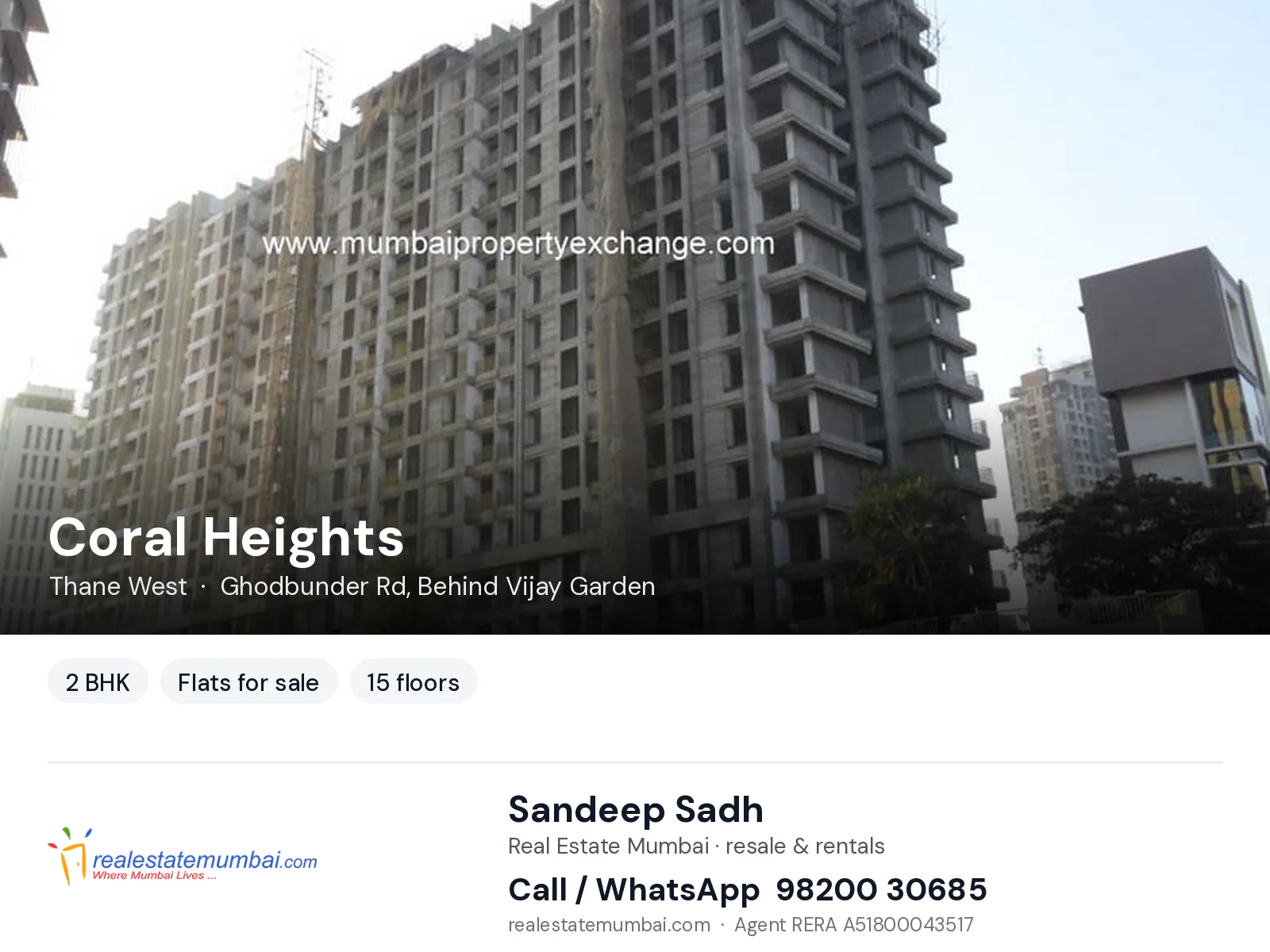 Coral Heights, Thane West — 2 BHK flats for sale | Real Estate Mumbai, Sandeep Sadh 98200 30685
