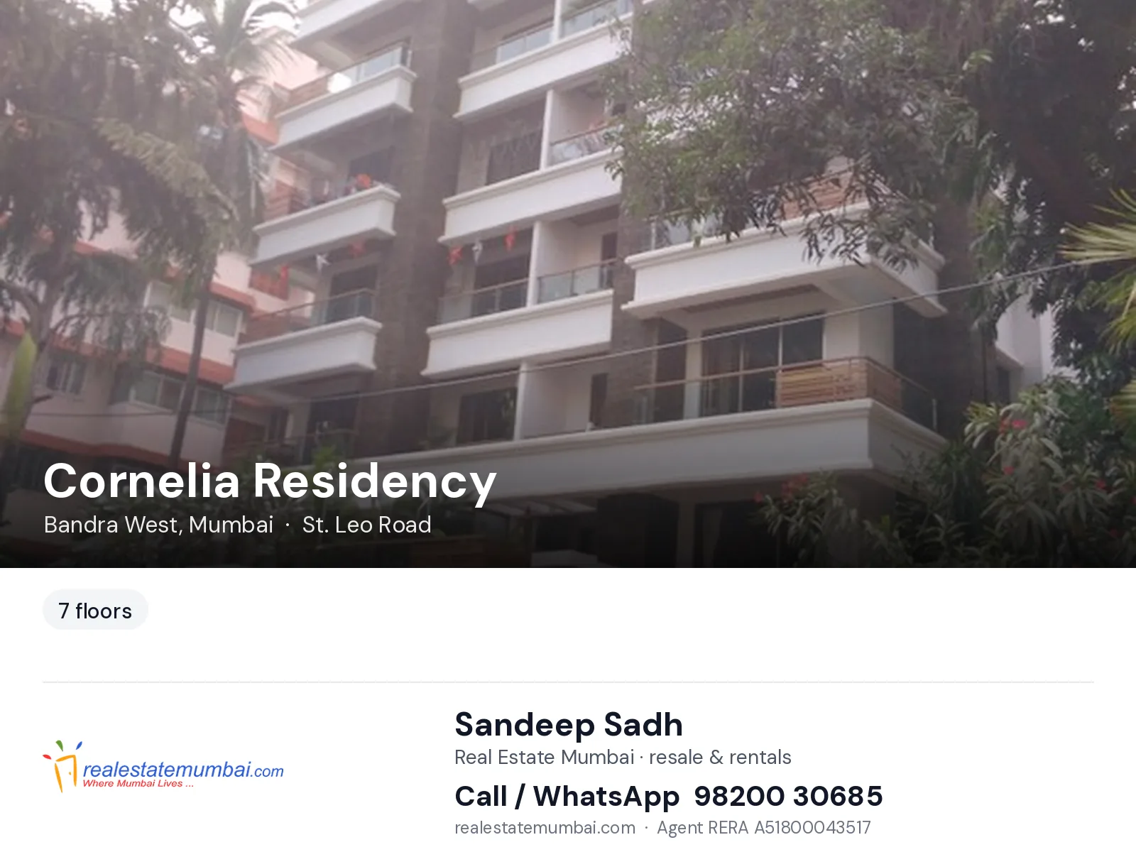 Cornelia Residency, Bandra West, Mumbai — flats | Real Estate Mumbai, Sandeep Sadh 98200 30685