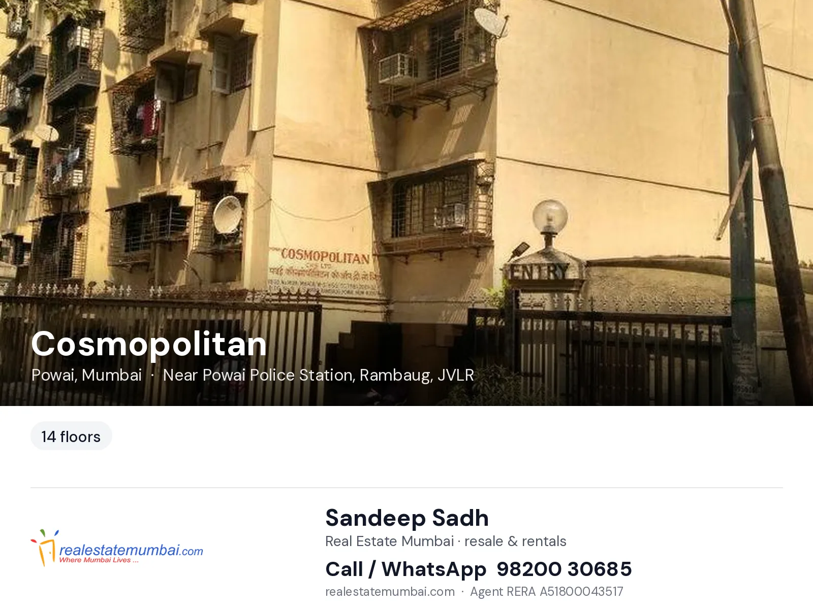 Cosmopolitan, Powai, Mumbai — flats | Real Estate Mumbai, Sandeep Sadh 98200 30685