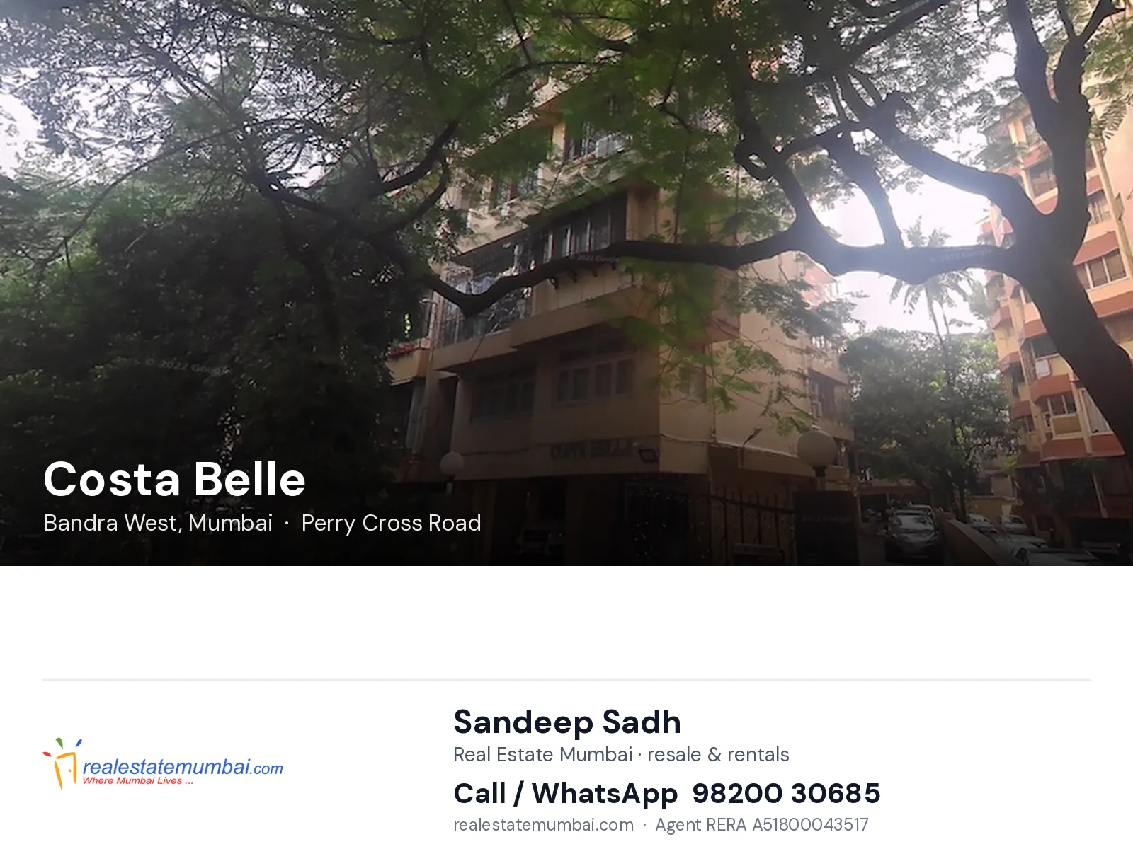 Costa Belle, Bandra West, Mumbai — flats | Real Estate Mumbai, Sandeep Sadh 98200 30685
