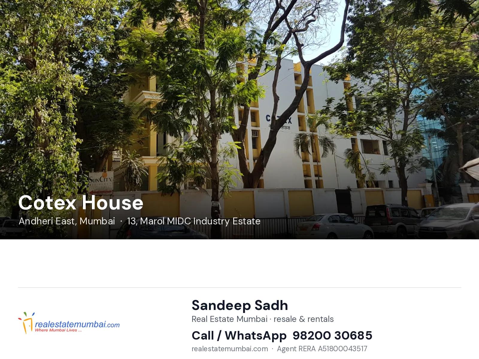 Cotex House, Andheri East, Mumbai — flats | Real Estate Mumbai, Sandeep Sadh 98200 30685
