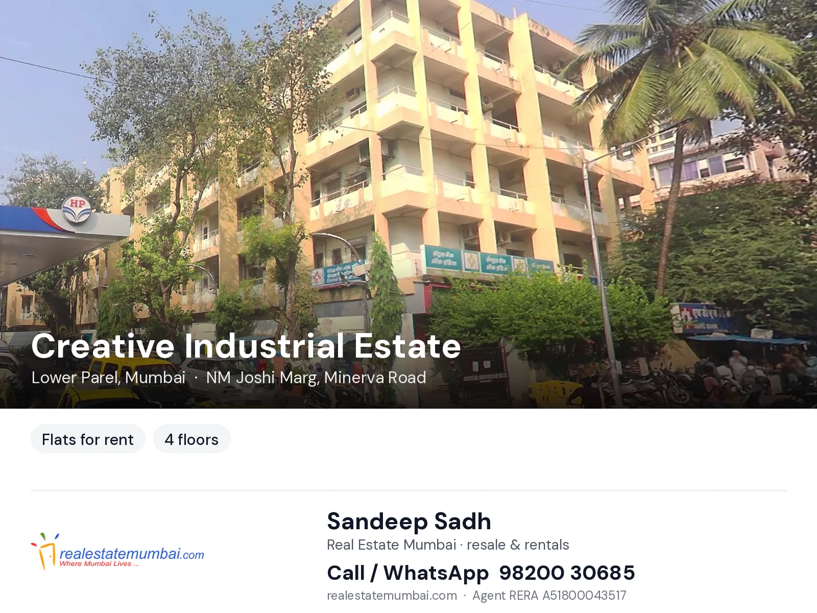 Creative Industrial Estate, Lower Parel, Mumbai — flats for rent | Real Estate Mumbai, Sandeep Sadh 98200 30685