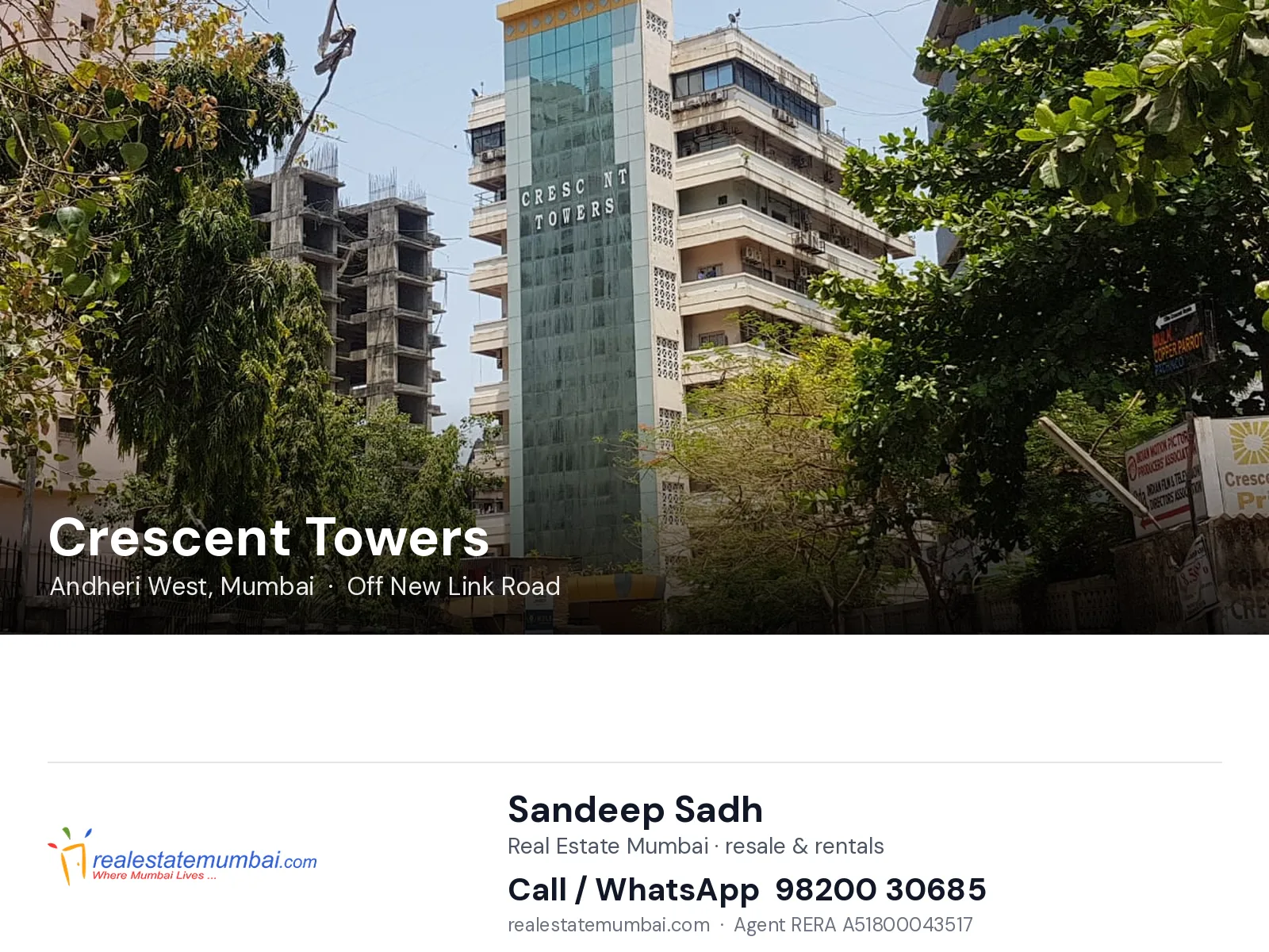 Crescent Towers, Andheri West, Mumbai — flats | Real Estate Mumbai, Sandeep Sadh 98200 30685