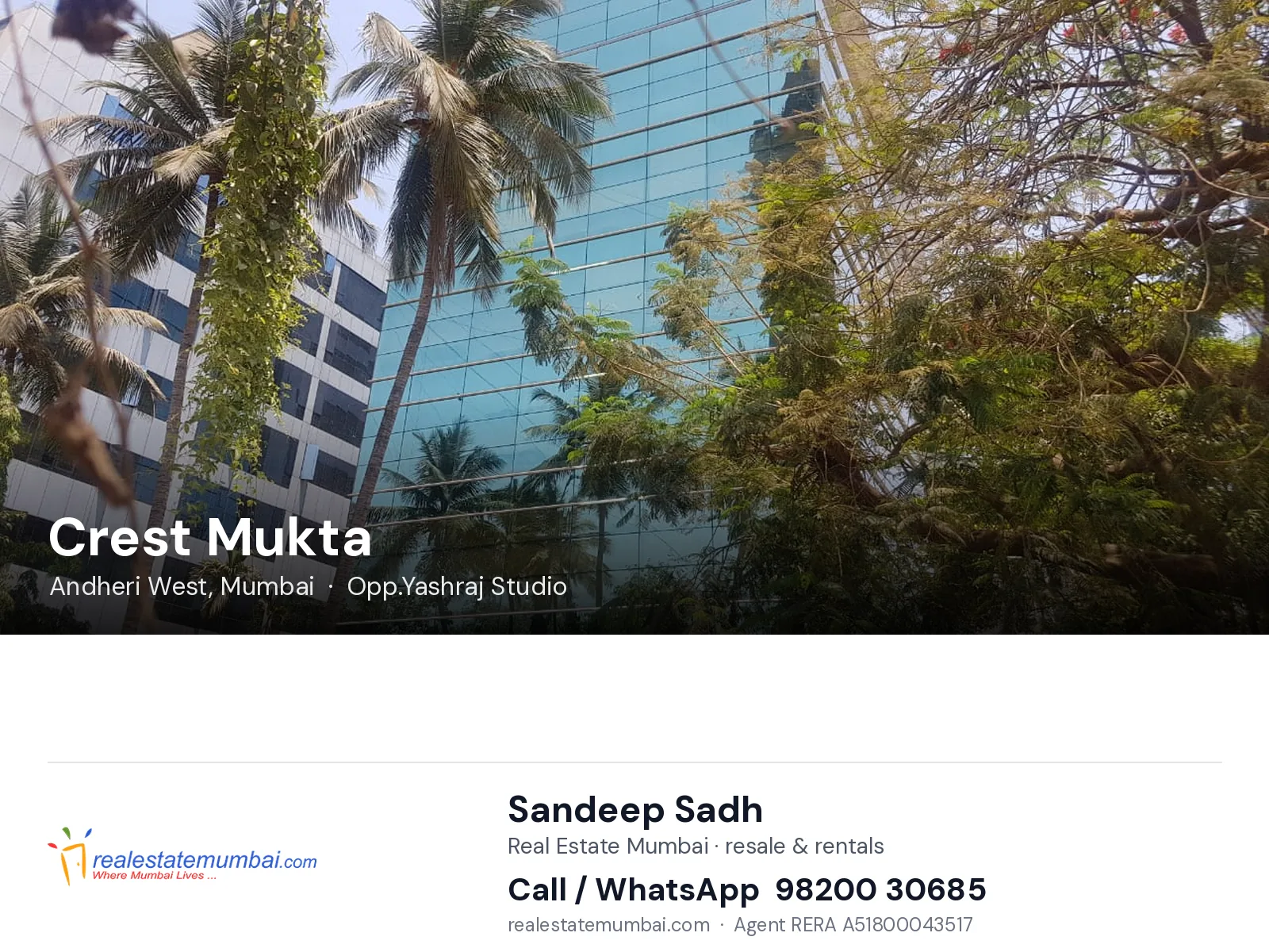 Crest Mukta, Andheri West, Mumbai — flats | Real Estate Mumbai, Sandeep Sadh 98200 30685