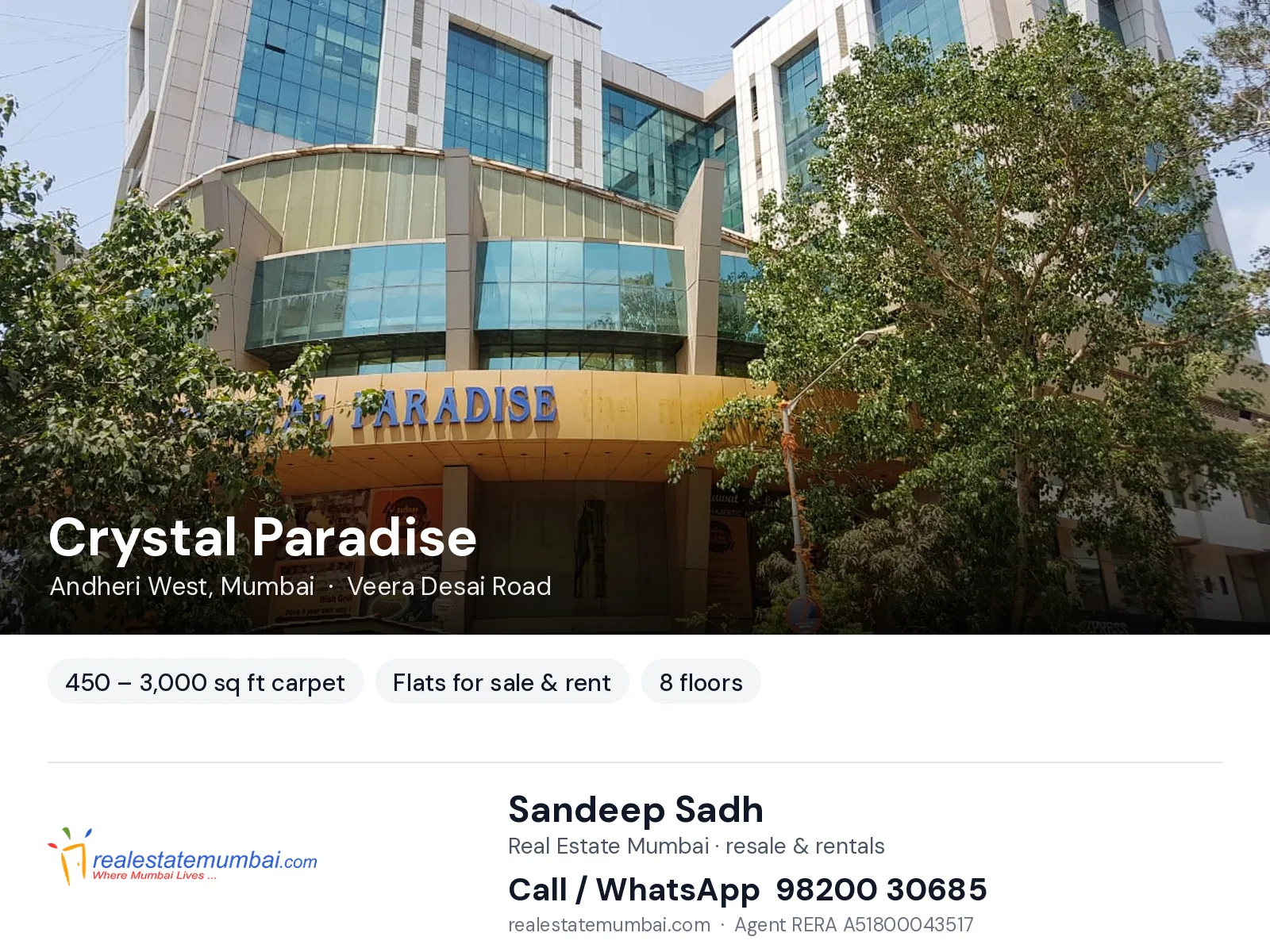 Crystal Paradise, Andheri West, Mumbai — flats for sale & rent | Real Estate Mumbai, Sandeep Sadh 98200 30685