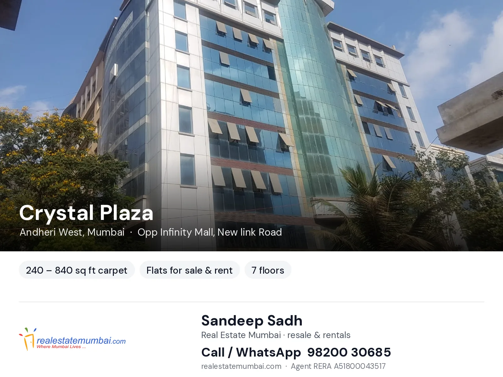 Crystal Plaza, Andheri West, Mumbai — flats for sale & rent | Real Estate Mumbai, Sandeep Sadh 98200 30685