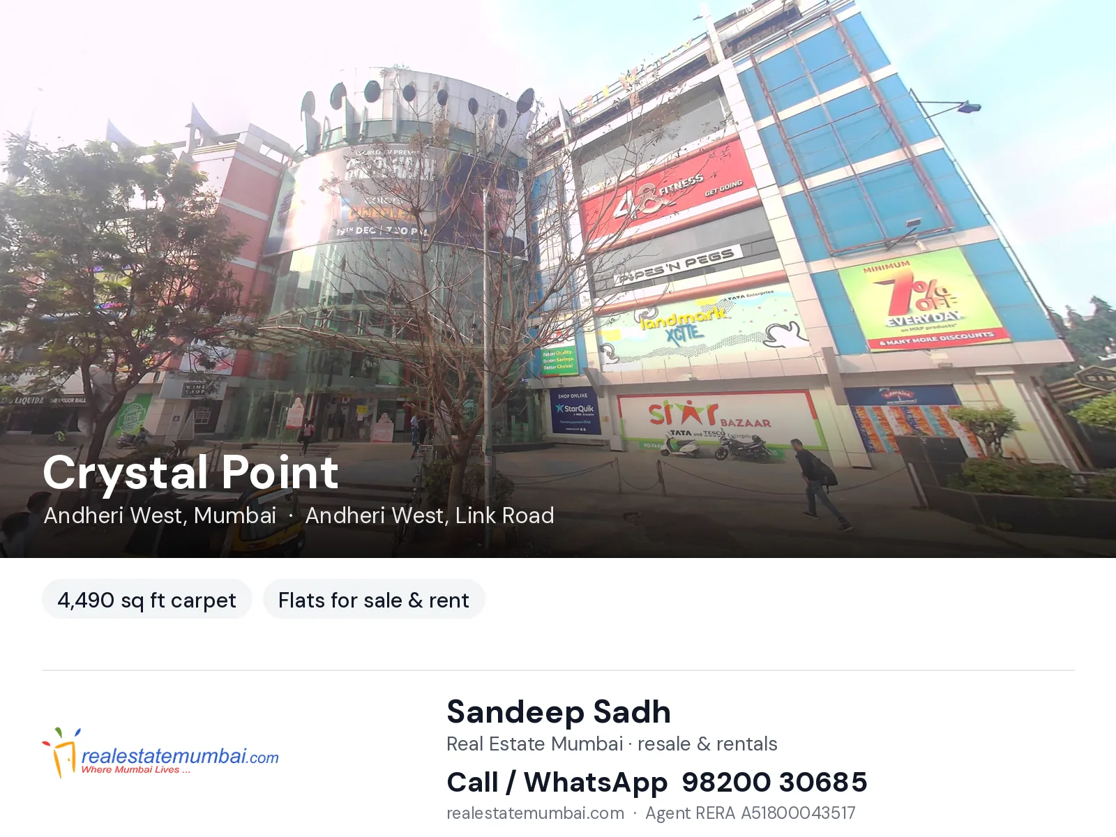 Crystal Point, Andheri West, Mumbai — flats for sale & rent | Real Estate Mumbai, Sandeep Sadh 98200 30685