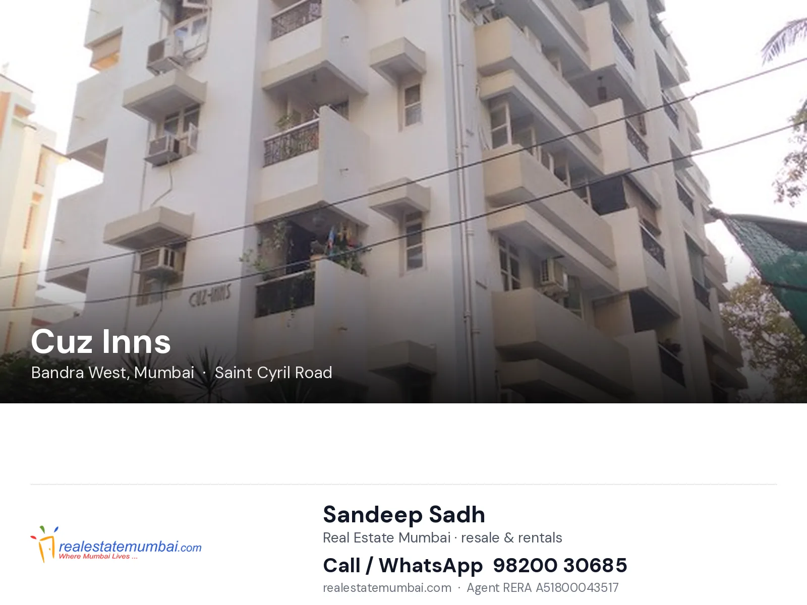 Cuz Inns, Bandra West, Mumbai — flats | Real Estate Mumbai, Sandeep Sadh 98200 30685