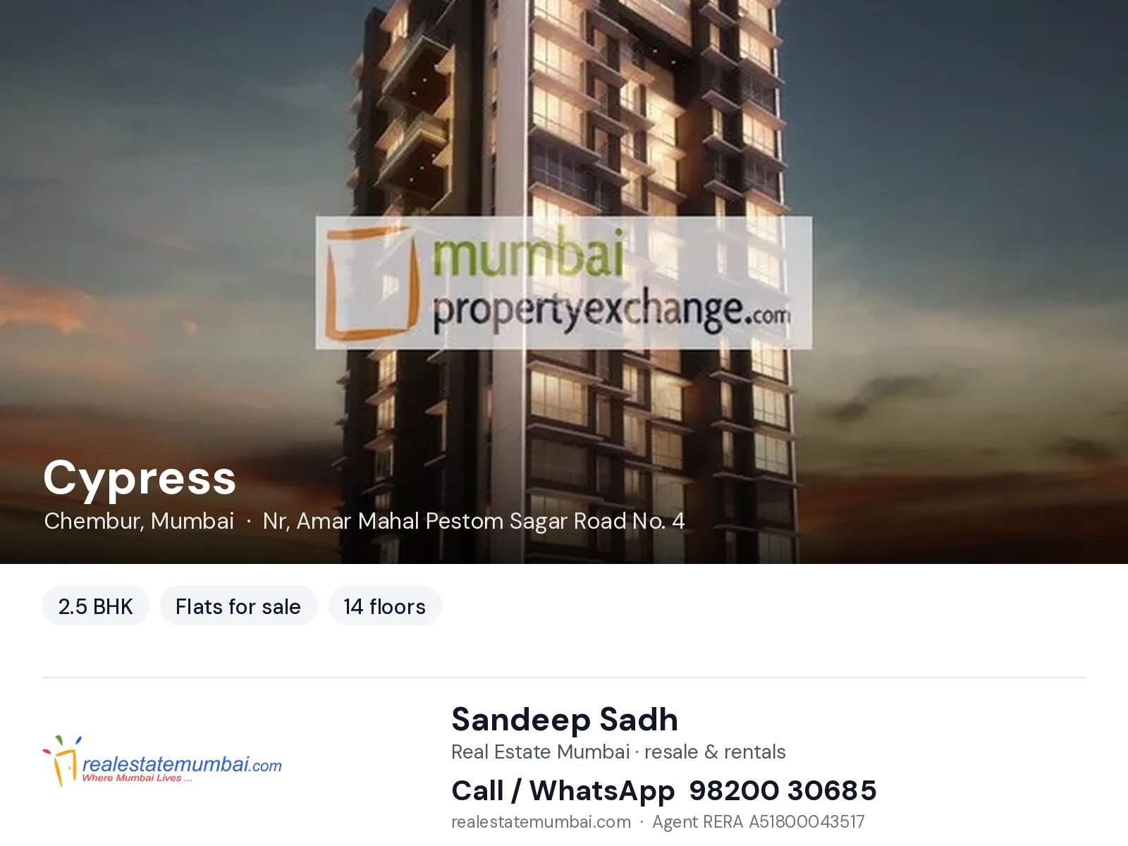 Cypress, Chembur, Mumbai — 2.5 BHK flats for sale | Real Estate Mumbai, Sandeep Sadh 98200 30685