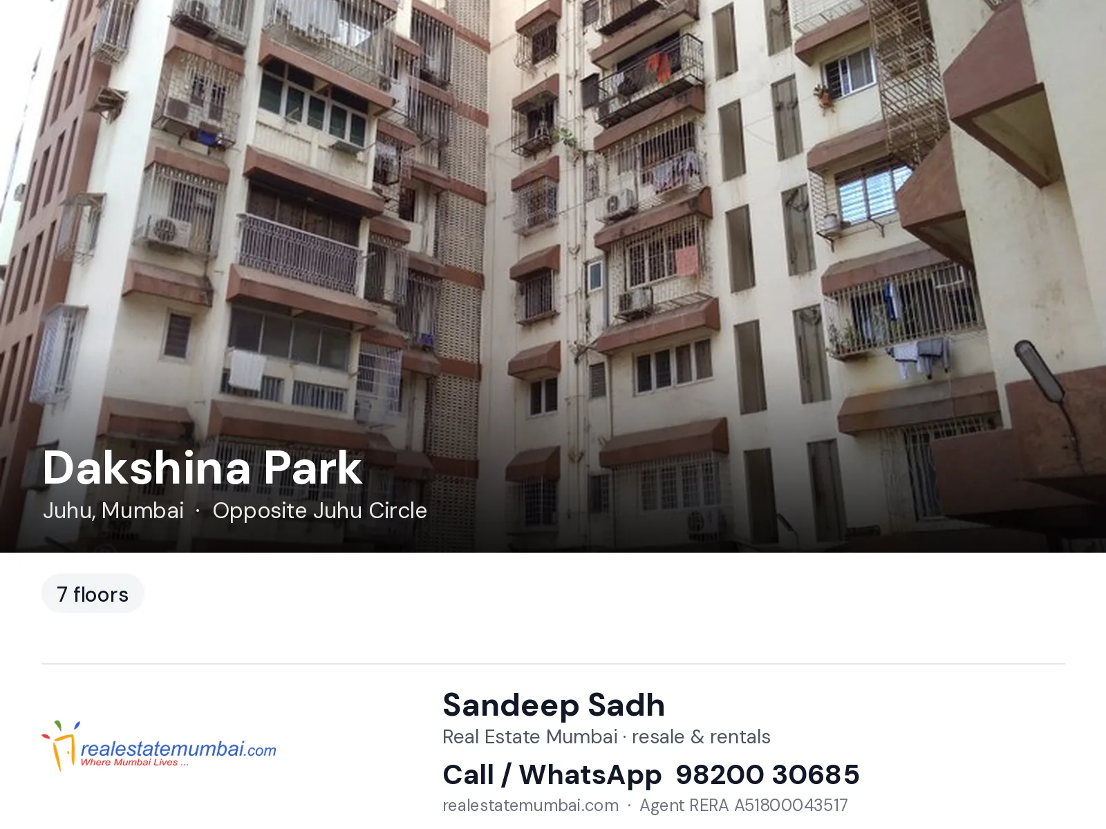Dakshina Park, Juhu, Mumbai — flats | Real Estate Mumbai, Sandeep Sadh 98200 30685
