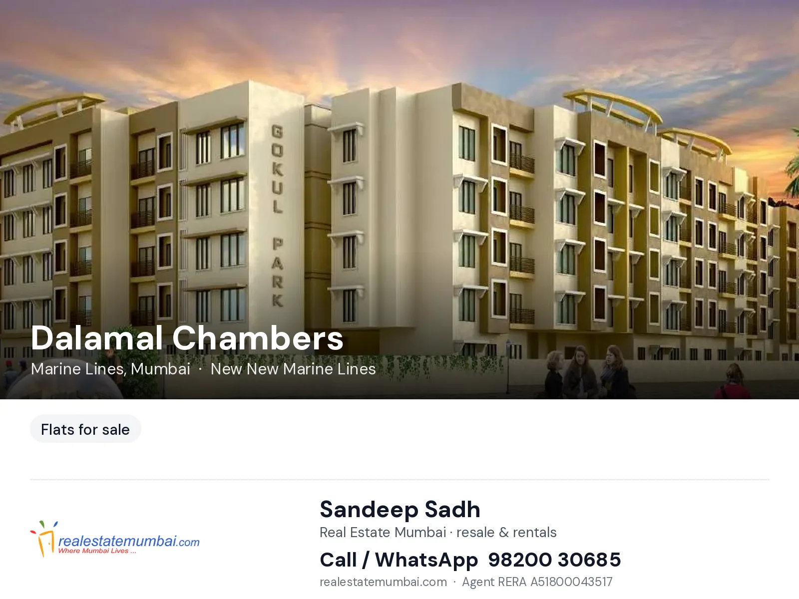 Dalamal Chambers, Marine Lines, Mumbai — flats for sale | Real Estate Mumbai, Sandeep Sadh 98200 30685