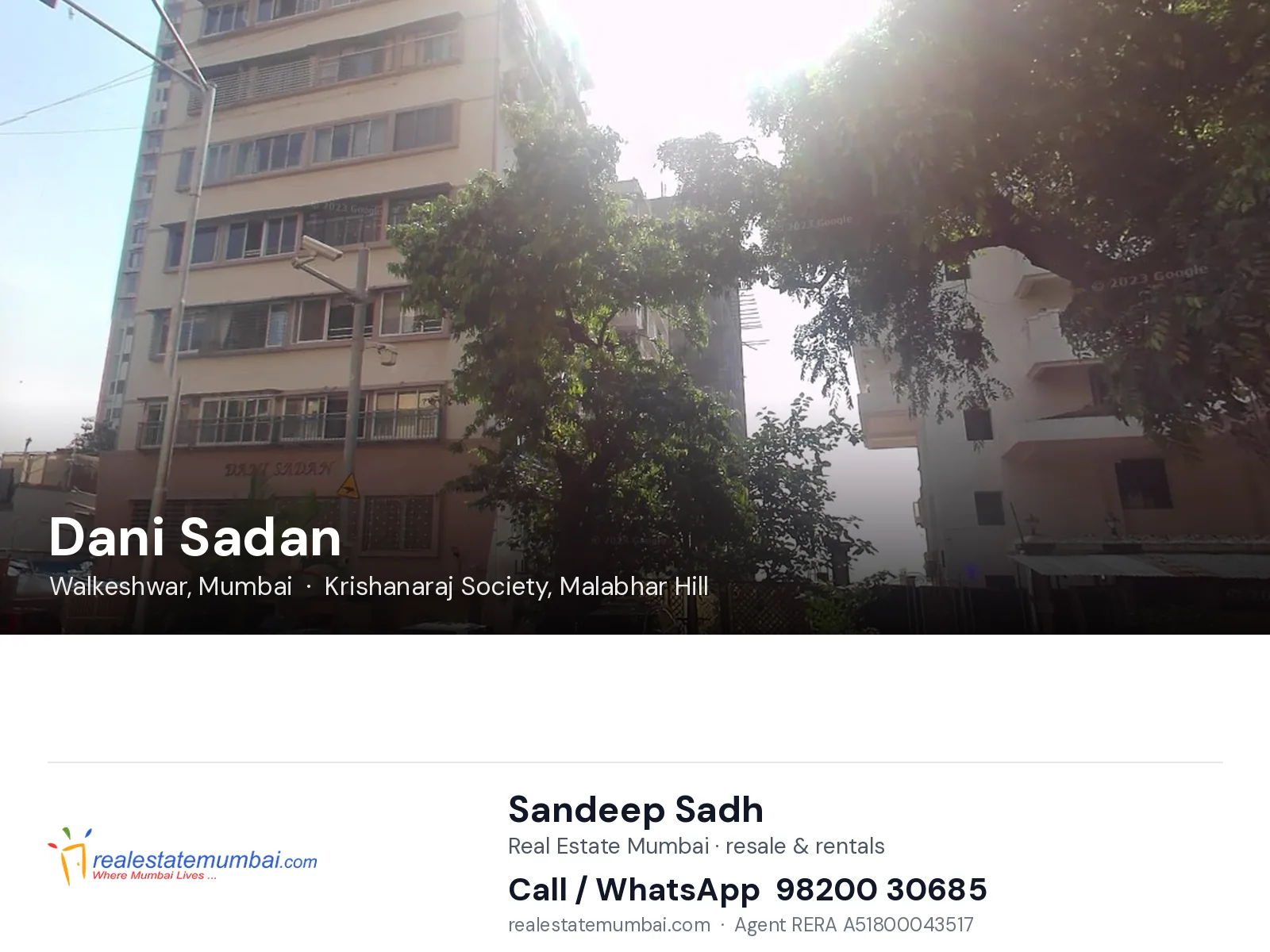 Dani Sadan, Walkeshwar, Mumbai — flats | Real Estate Mumbai, Sandeep Sadh 98200 30685