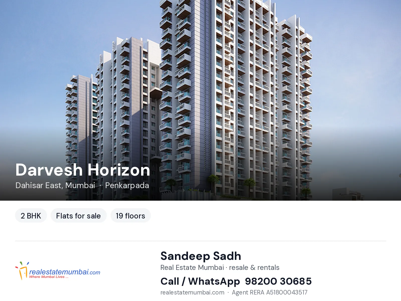 Darvesh Horizon, Dahisar East, Mumbai — 2 BHK flats for sale | Real Estate Mumbai, Sandeep Sadh 98200 30685