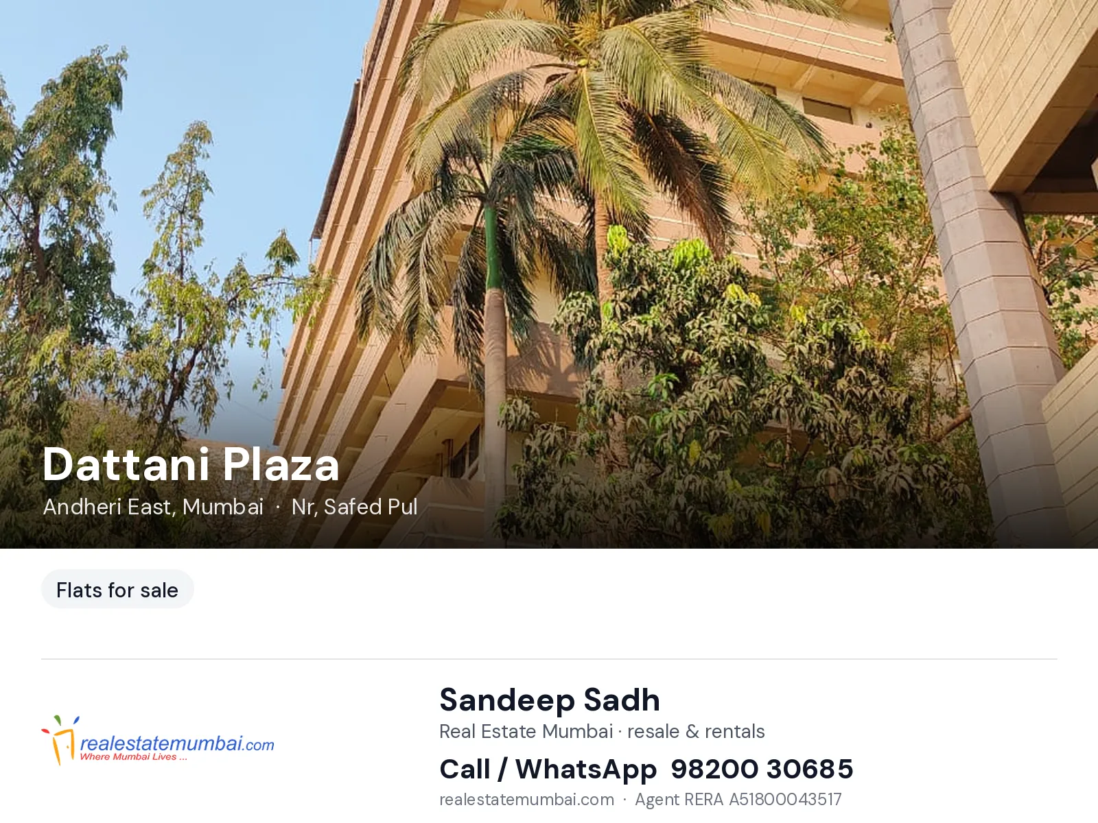 Dattani Plaza, Andheri East, Mumbai — flats for sale | Real Estate Mumbai, Sandeep Sadh 98200 30685