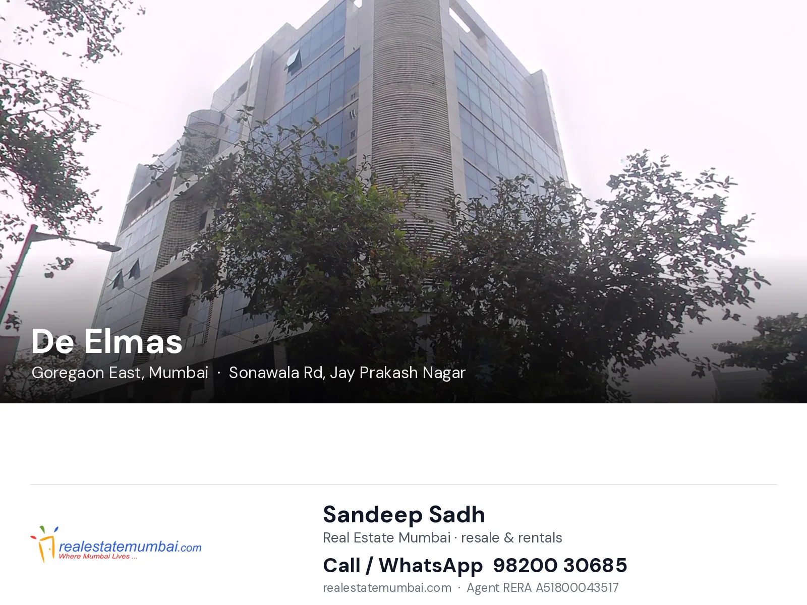 De Elmas, Goregaon East, Mumbai — flats | Real Estate Mumbai, Sandeep Sadh 98200 30685