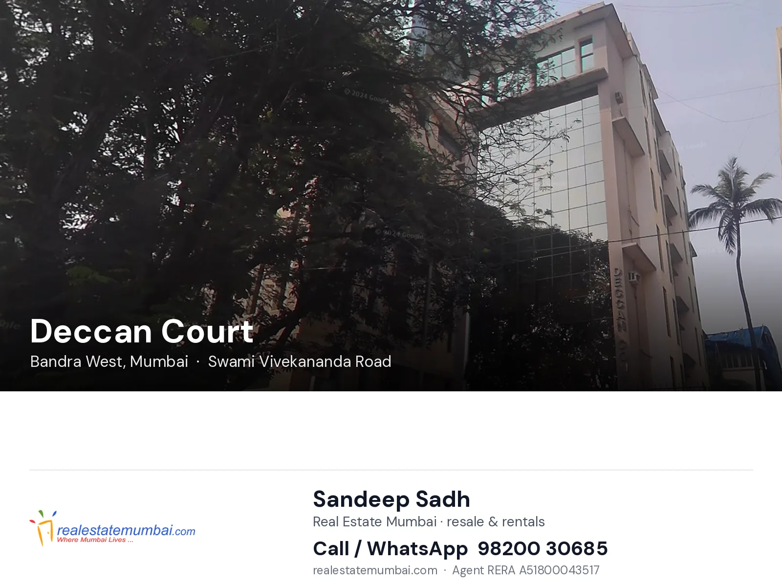 Deccan Court, Bandra West, Mumbai — flats | Real Estate Mumbai, Sandeep Sadh 98200 30685