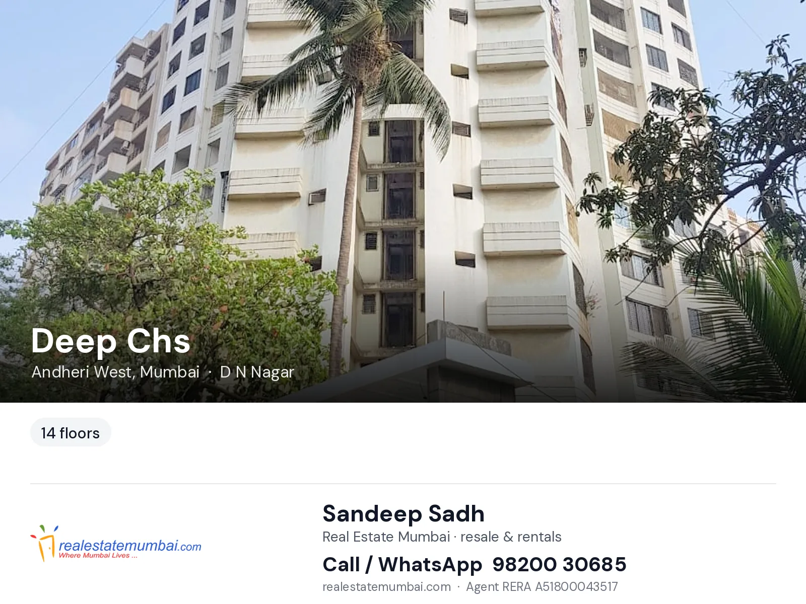 Deep Chs, Andheri West, Mumbai — flats | Real Estate Mumbai, Sandeep Sadh 98200 30685