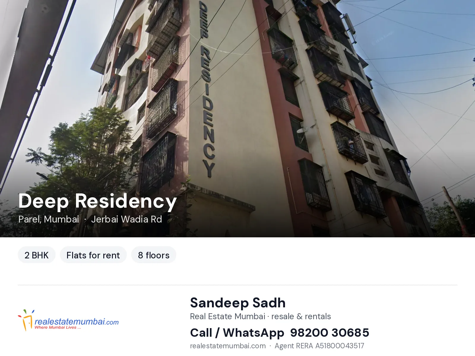 Deep Residency, Parel, Mumbai — 2 BHK flats for rent | Real Estate Mumbai, Sandeep Sadh 98200 30685