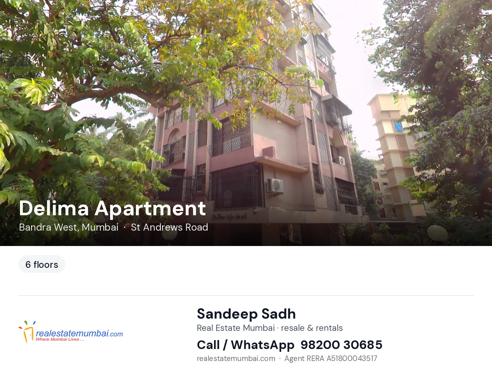 Delima Apartment, Bandra West, Mumbai — flats | Real Estate Mumbai, Sandeep Sadh 98200 30685