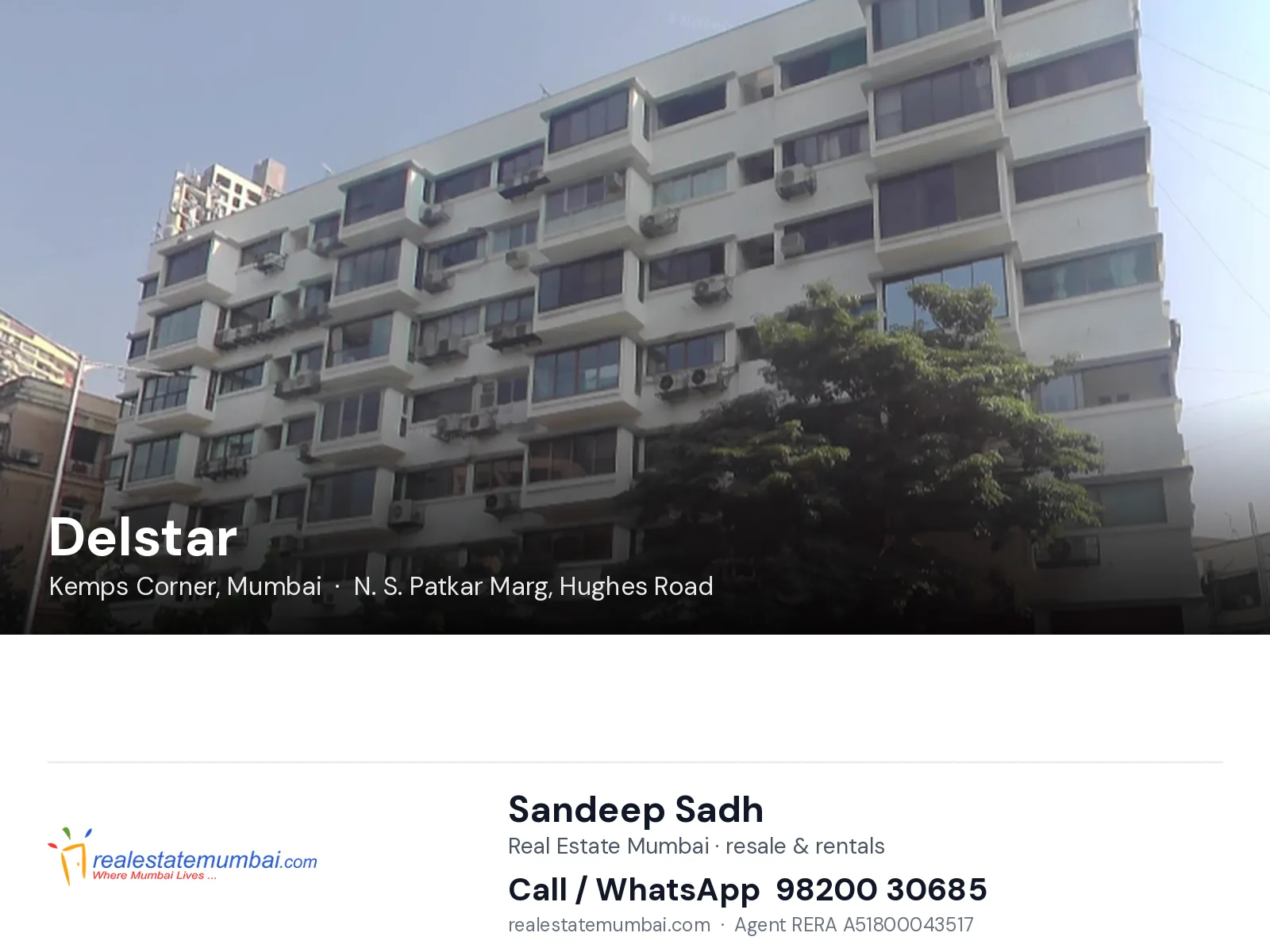 Delstar, Kemps Corner, Mumbai — flats | Real Estate Mumbai, Sandeep Sadh 98200 30685