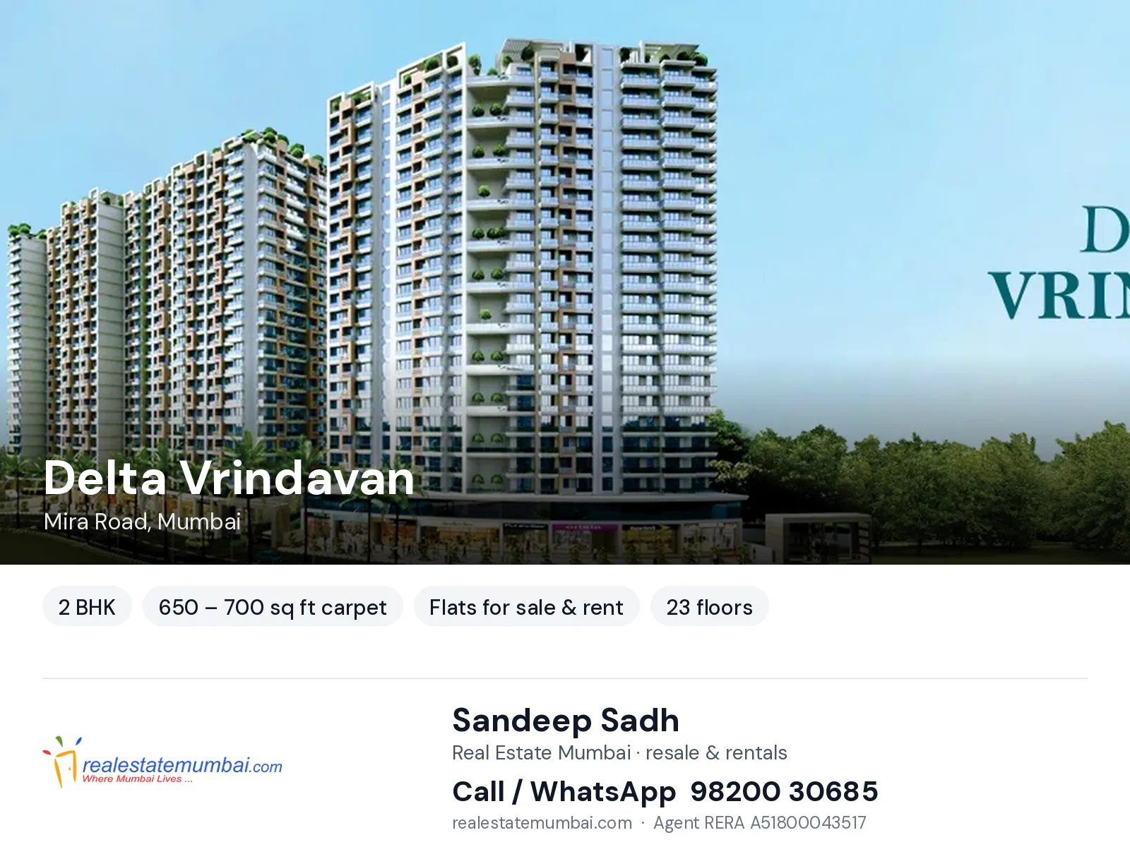 Delta Vrindavan, Mira Road, Mumbai — 2 BHK flats for sale & rent | Real Estate Mumbai, Sandeep Sadh 98200 30685