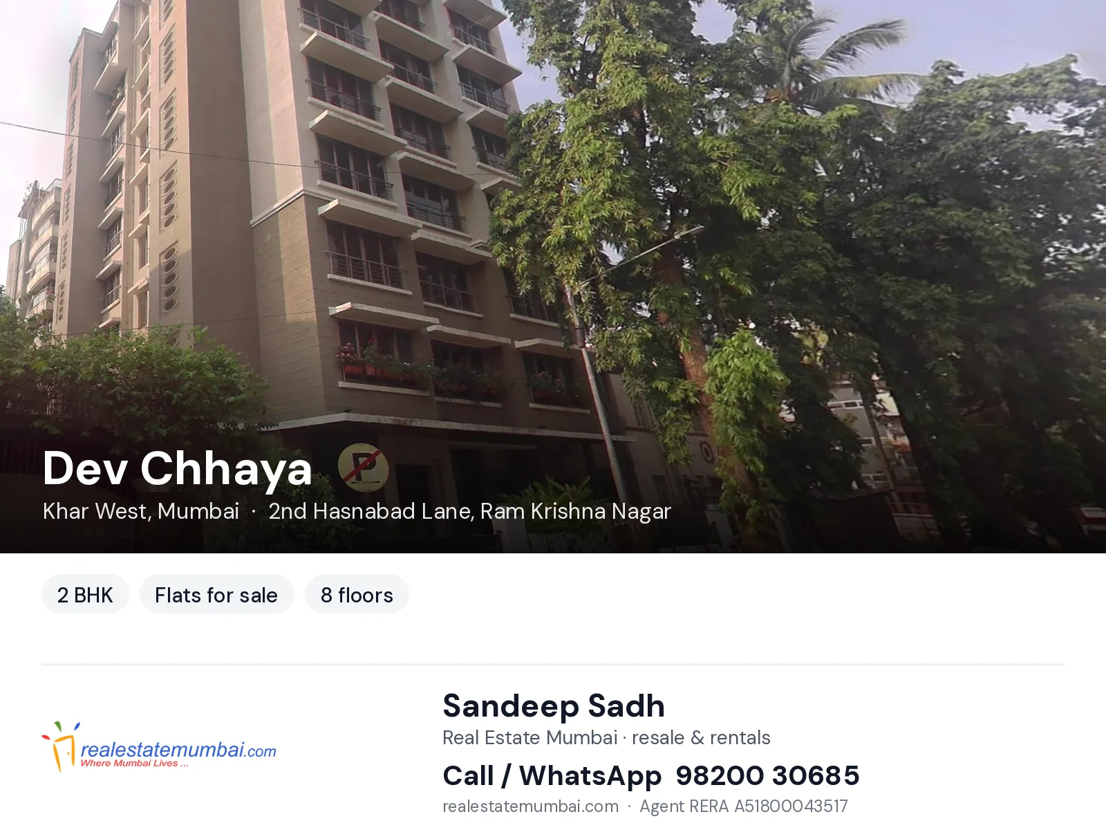 Dev Chhaya, Khar West, Mumbai — 2 BHK flats for sale | Real Estate Mumbai, Sandeep Sadh 98200 30685