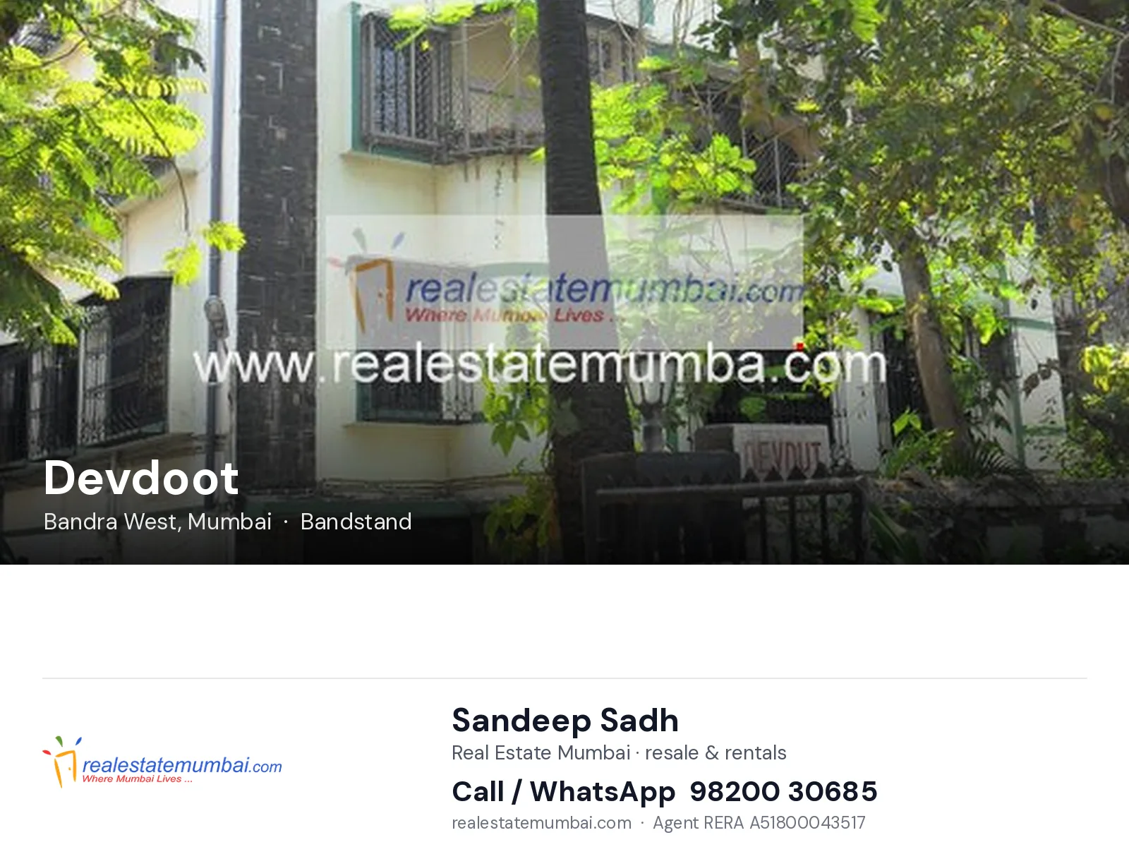 Devdoot, Bandra West, Mumbai — flats | Real Estate Mumbai, Sandeep Sadh 98200 30685