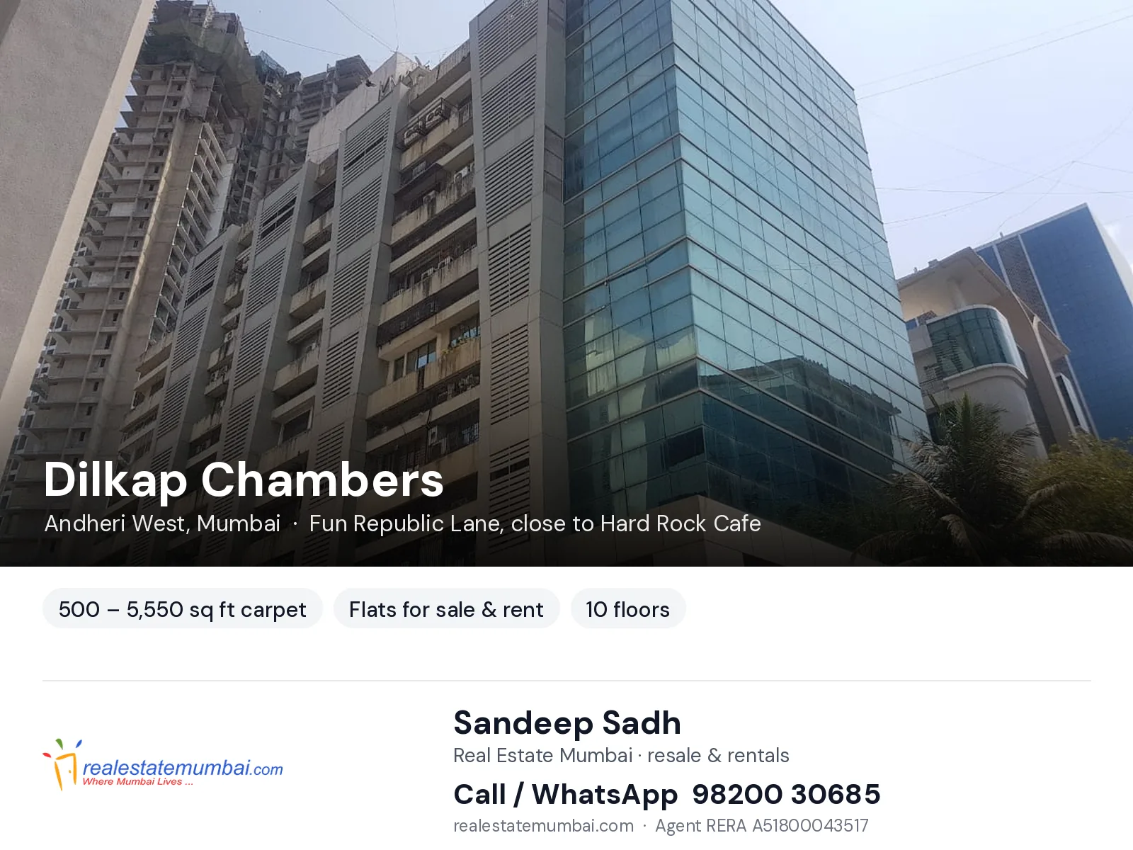 Dilkap Chambers, Andheri West, Mumbai — flats for sale & rent | Real Estate Mumbai, Sandeep Sadh 98200 30685