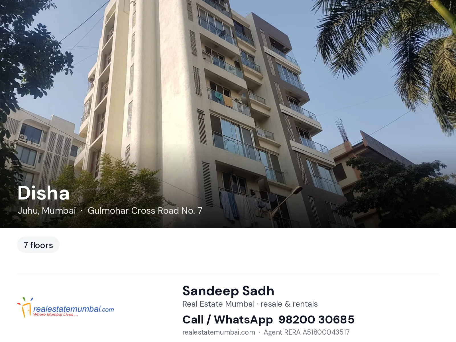 Disha, Juhu, Mumbai — flats | Real Estate Mumbai, Sandeep Sadh 98200 30685