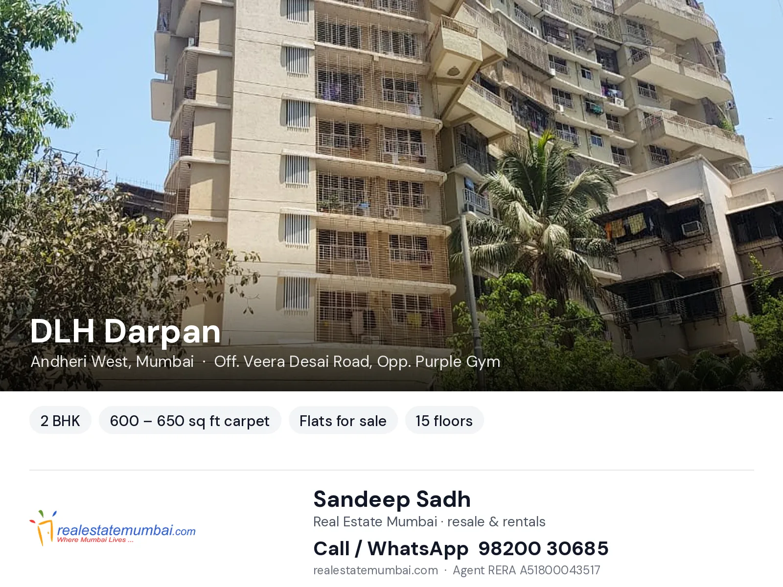 DLH Darpan, Andheri West, Mumbai — 2 BHK flats for sale | Real Estate Mumbai, Sandeep Sadh 98200 30685