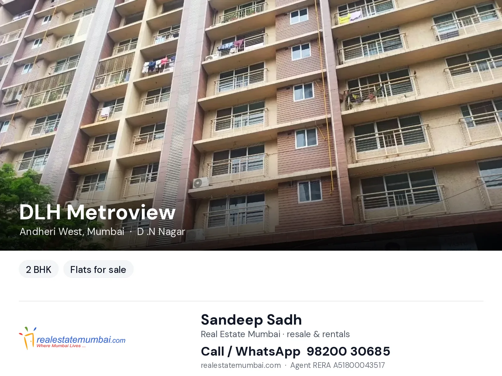 DLH Metroview, Andheri West, Mumbai — 2 BHK flats for sale | Real Estate Mumbai, Sandeep Sadh 98200 30685