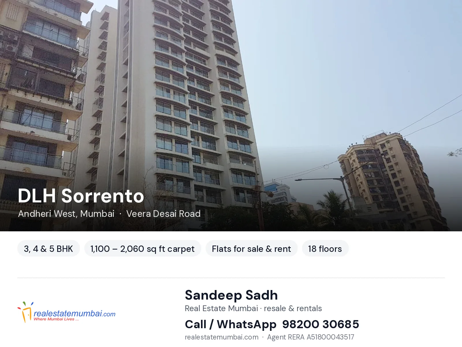 DLH Sorrento, Andheri West, Mumbai — 3, 4 & 5 BHK flats for sale & rent | Real Estate Mumbai, Sandeep Sadh 98200 30685