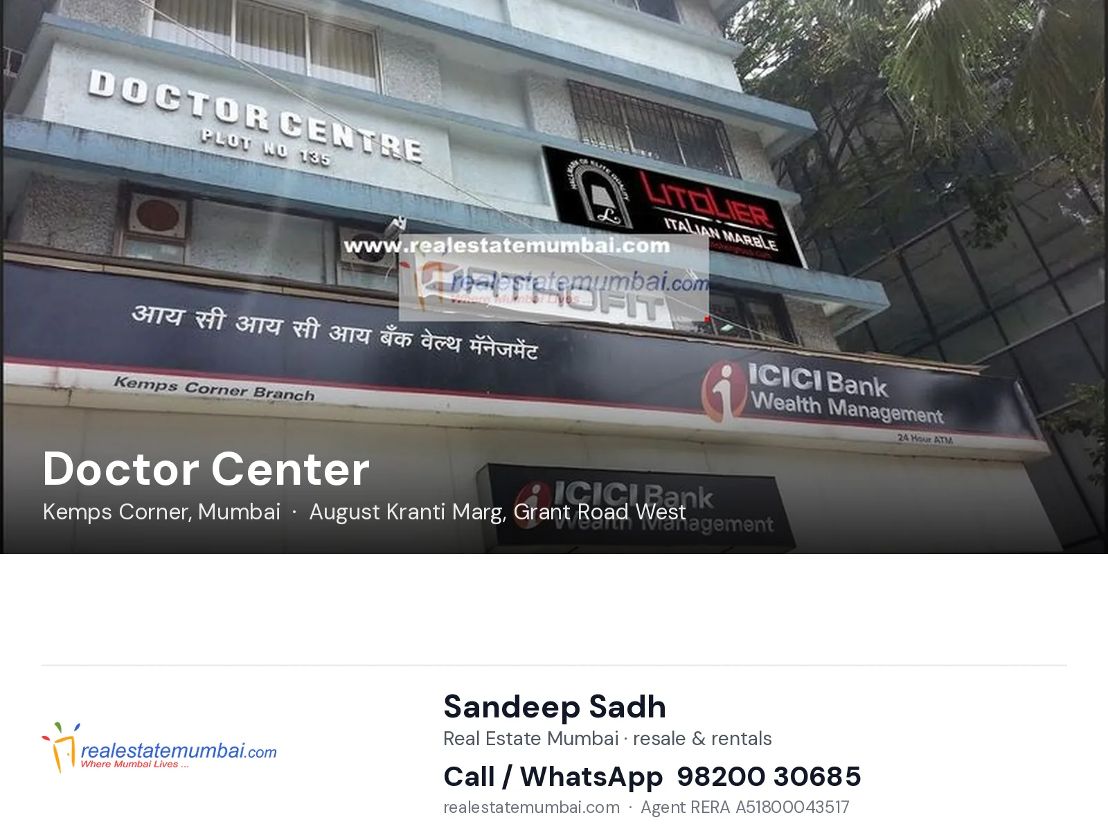 Doctor Center, Kemps Corner, Mumbai — flats | Real Estate Mumbai, Sandeep Sadh 98200 30685