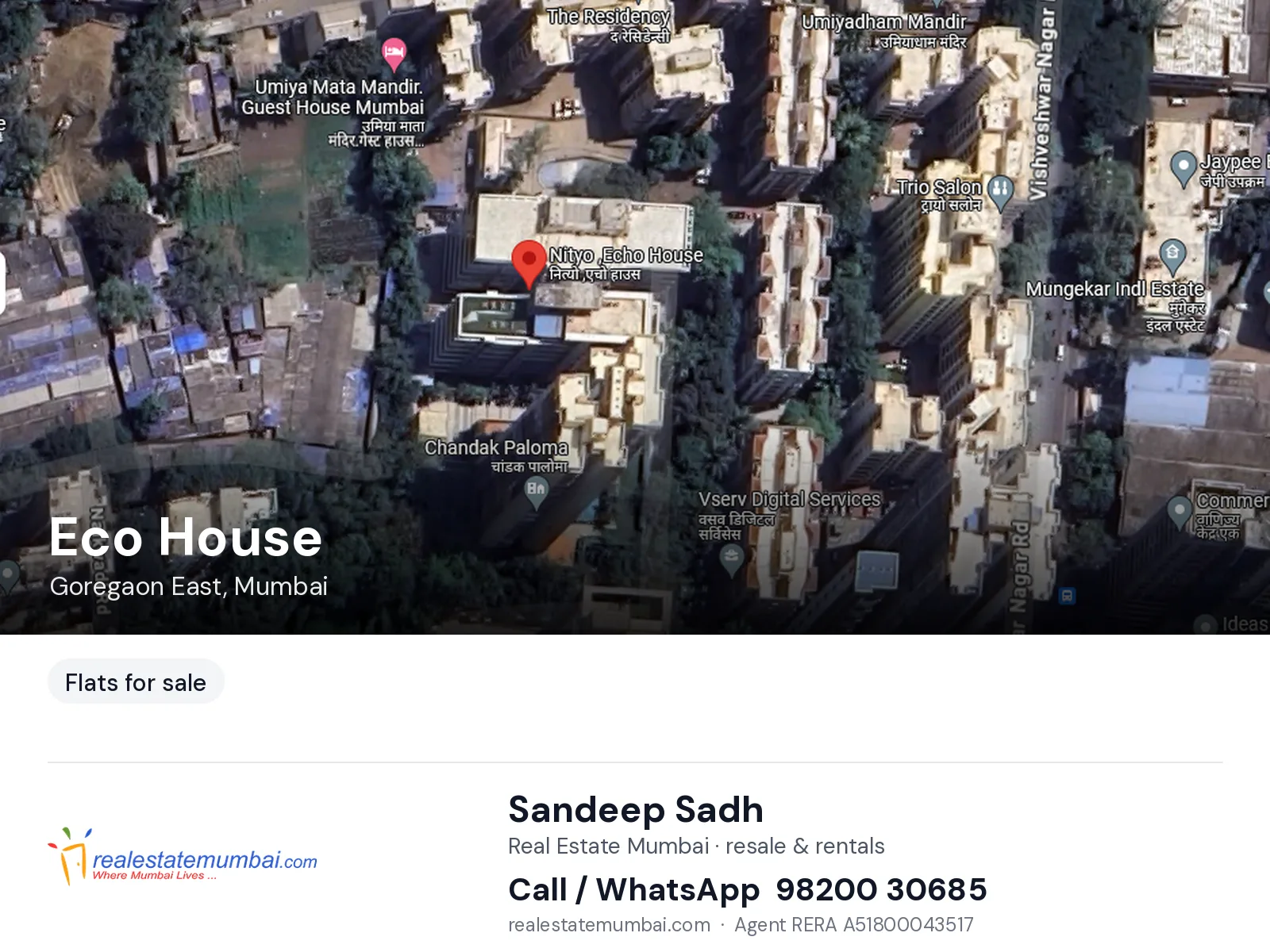 Eco House, Goregaon East, Mumbai — flats for sale | Real Estate Mumbai, Sandeep Sadh 98200 30685
