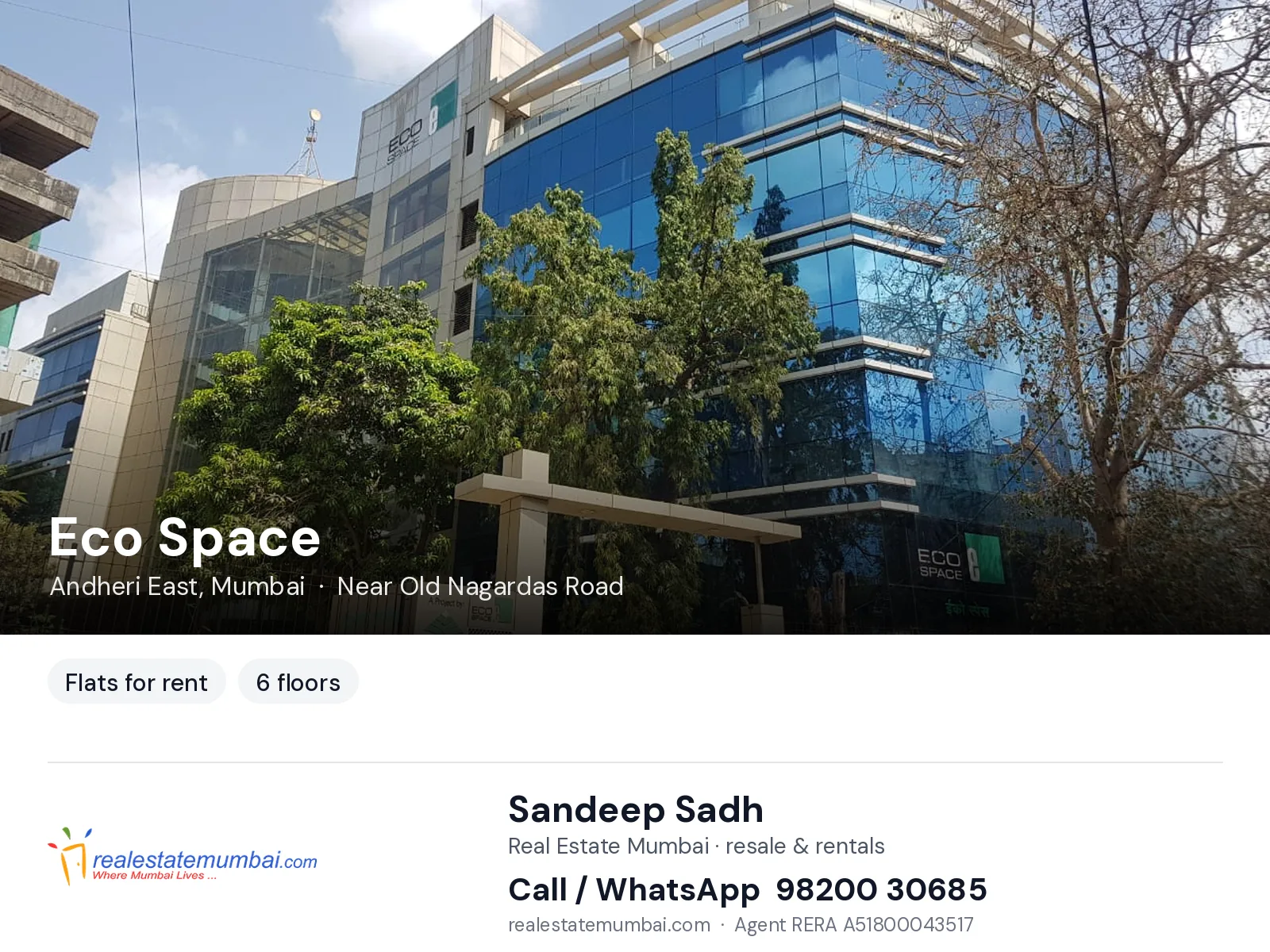 Eco Space, Andheri East, Mumbai — flats for rent | Real Estate Mumbai, Sandeep Sadh 98200 30685
